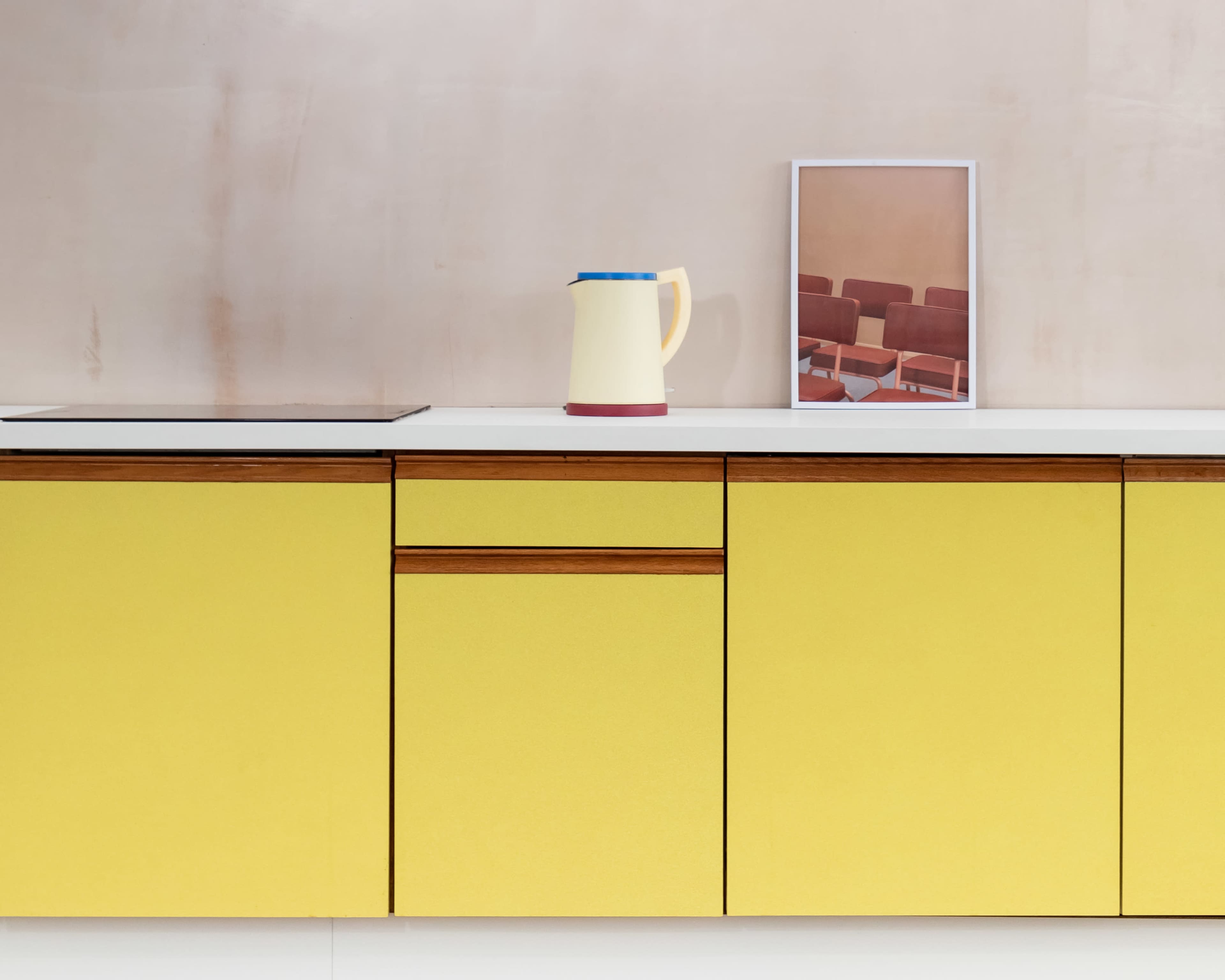 Modern retro daylight kitchen studio, yellow kitchen Image in Leicester, Leicester, ENG
