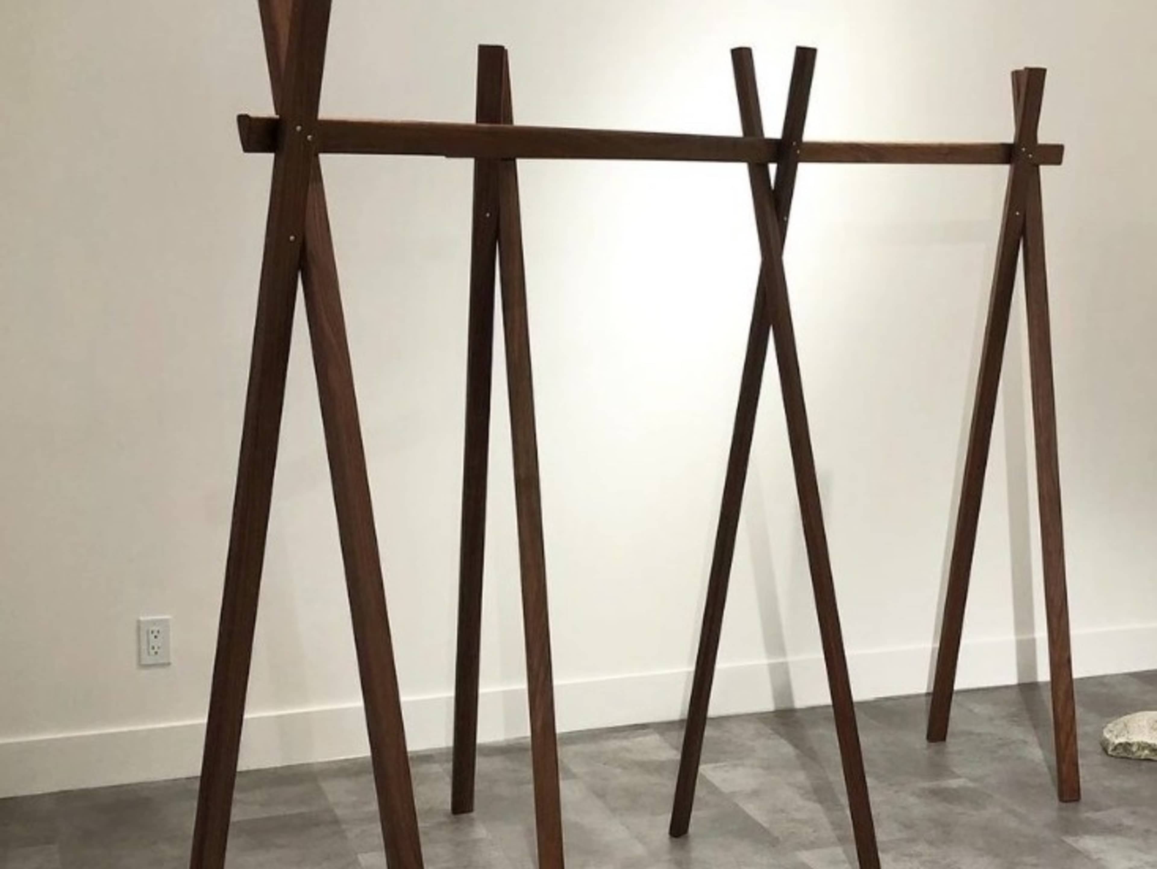 Walnut Wood Clothing Rack w/ hangers