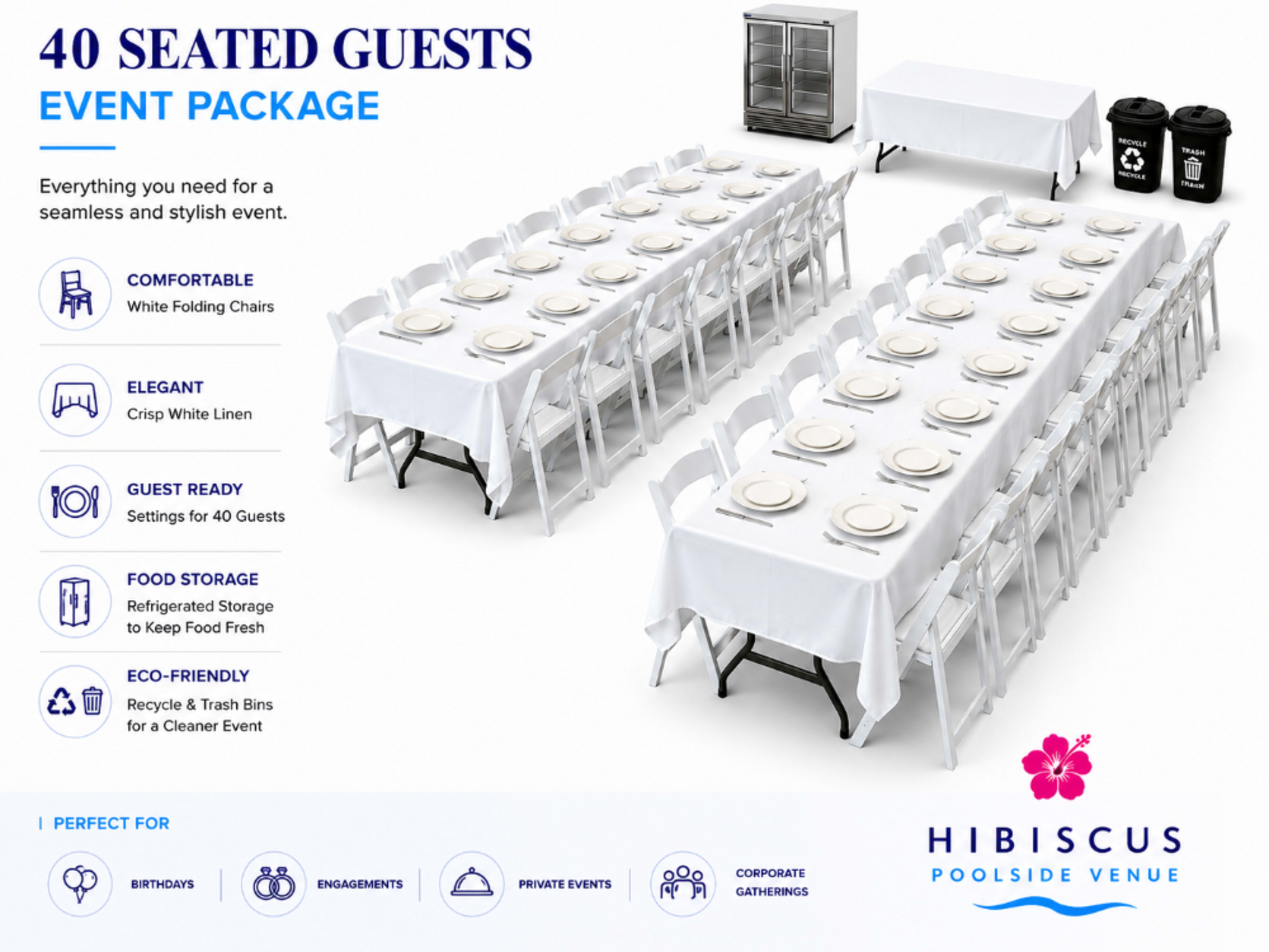 40 Guests Seated Event Package
