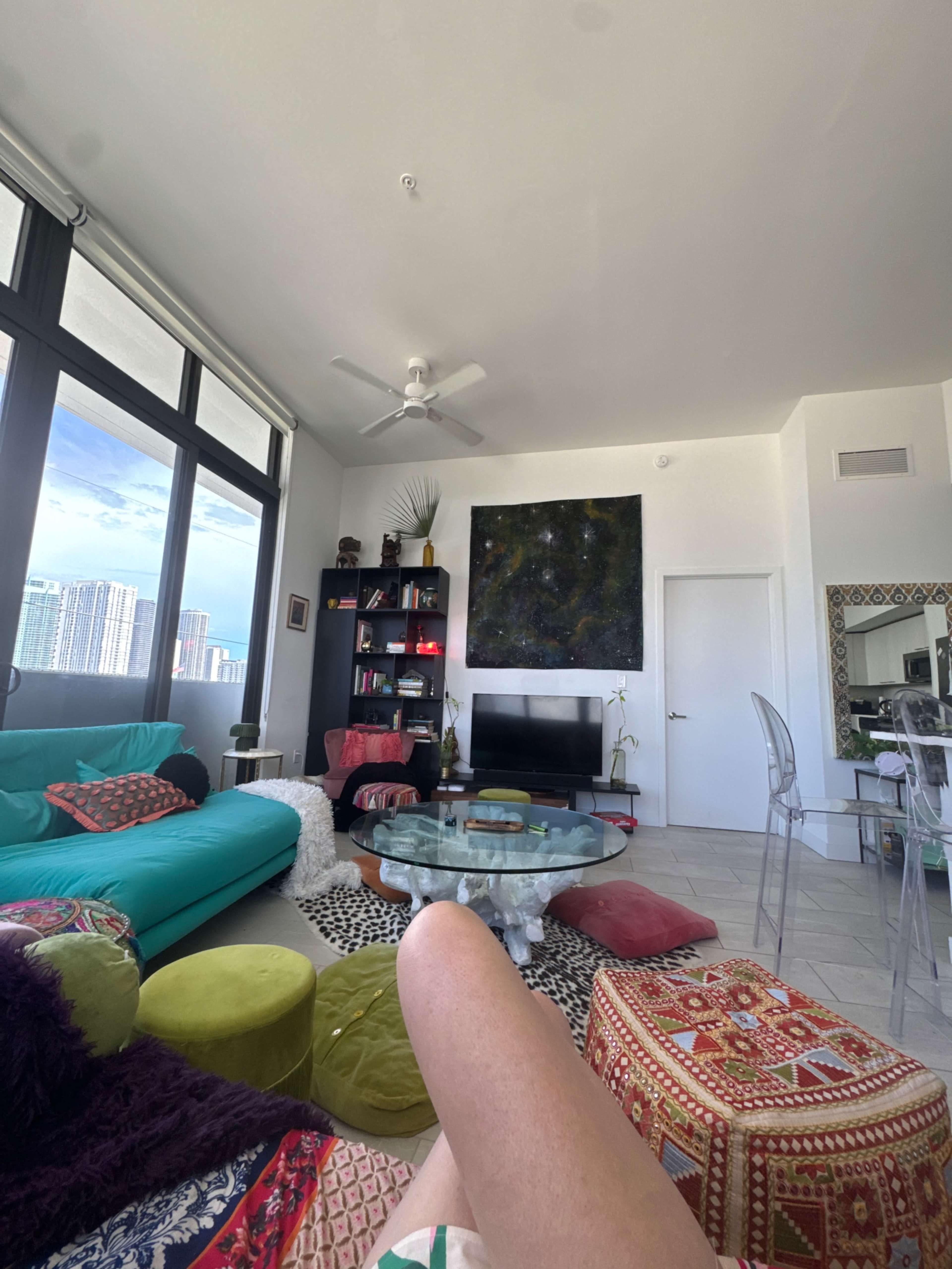 Tall Ceilings, Large Terrace, and Vibrant Well Lit  Interior Image in Downtown Miami, Miamk, FL