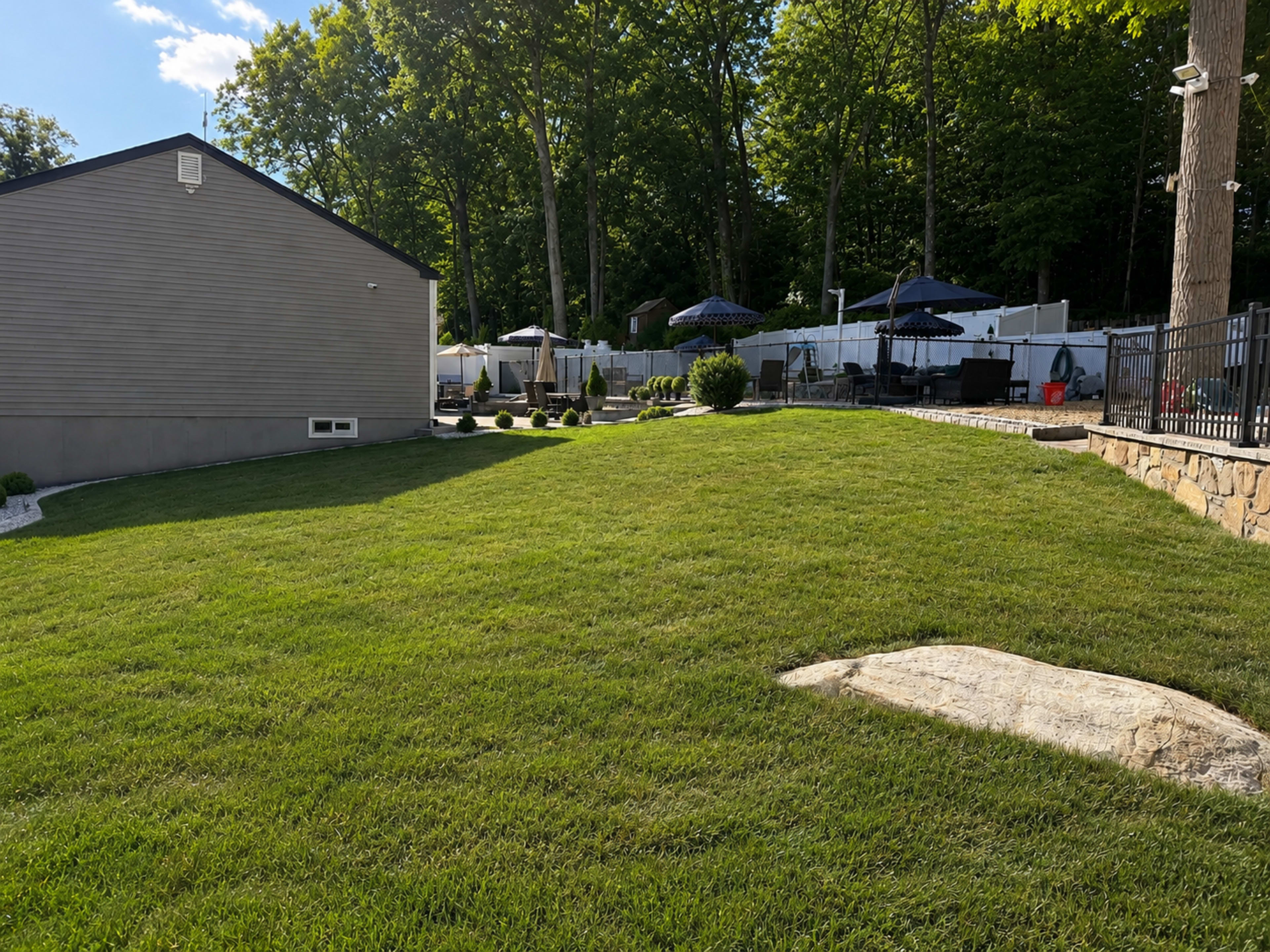 Private Resort-Style Backyard with Pool and Entertainment Space Image in North Grafton, North Grafton, MA