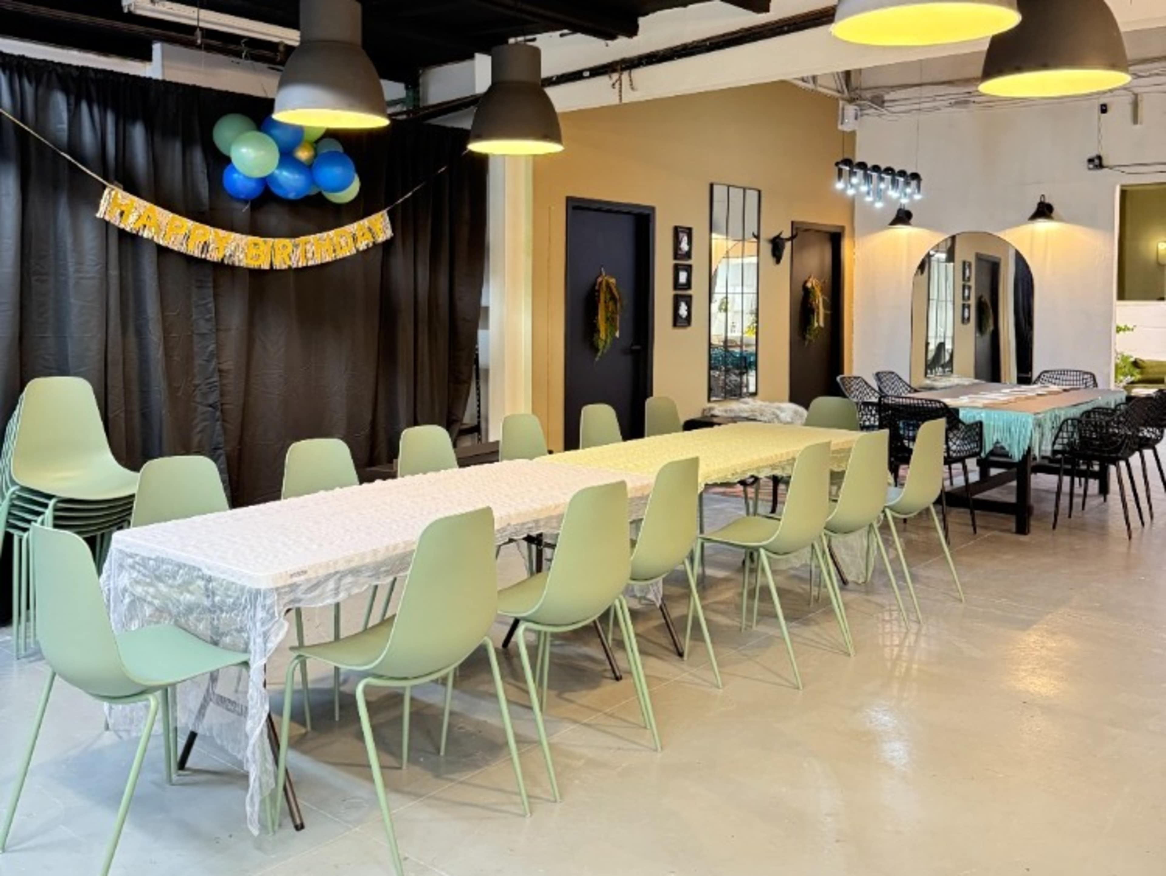 Green and White Chairs