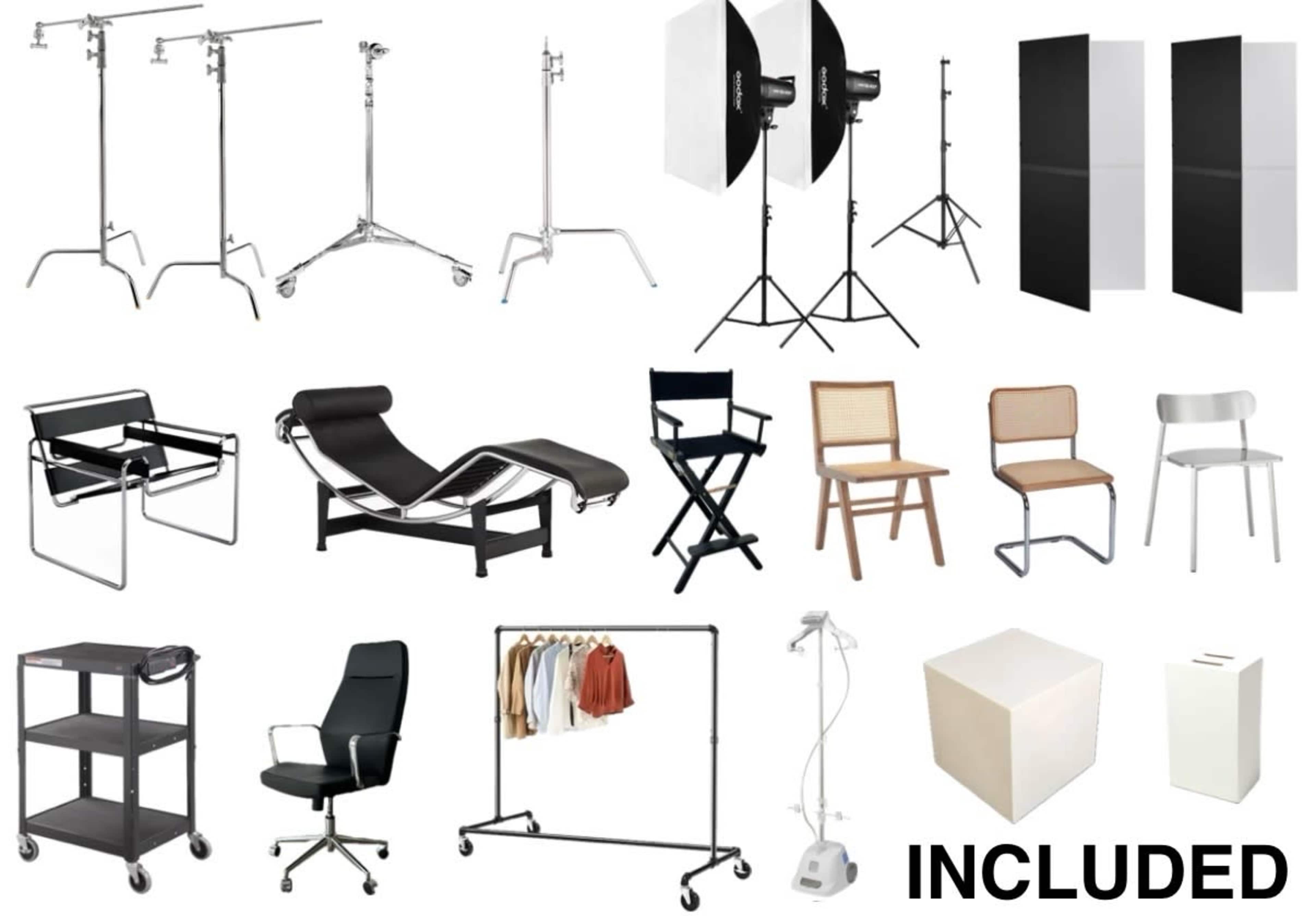 *Discounted Rate* Huge Corner Loft Studio with Limewash Concrete Wall, Cyc Wall, Designer Furniture, A/C and Lighting Eq Included Image in Central LA, Los Angeles, CA