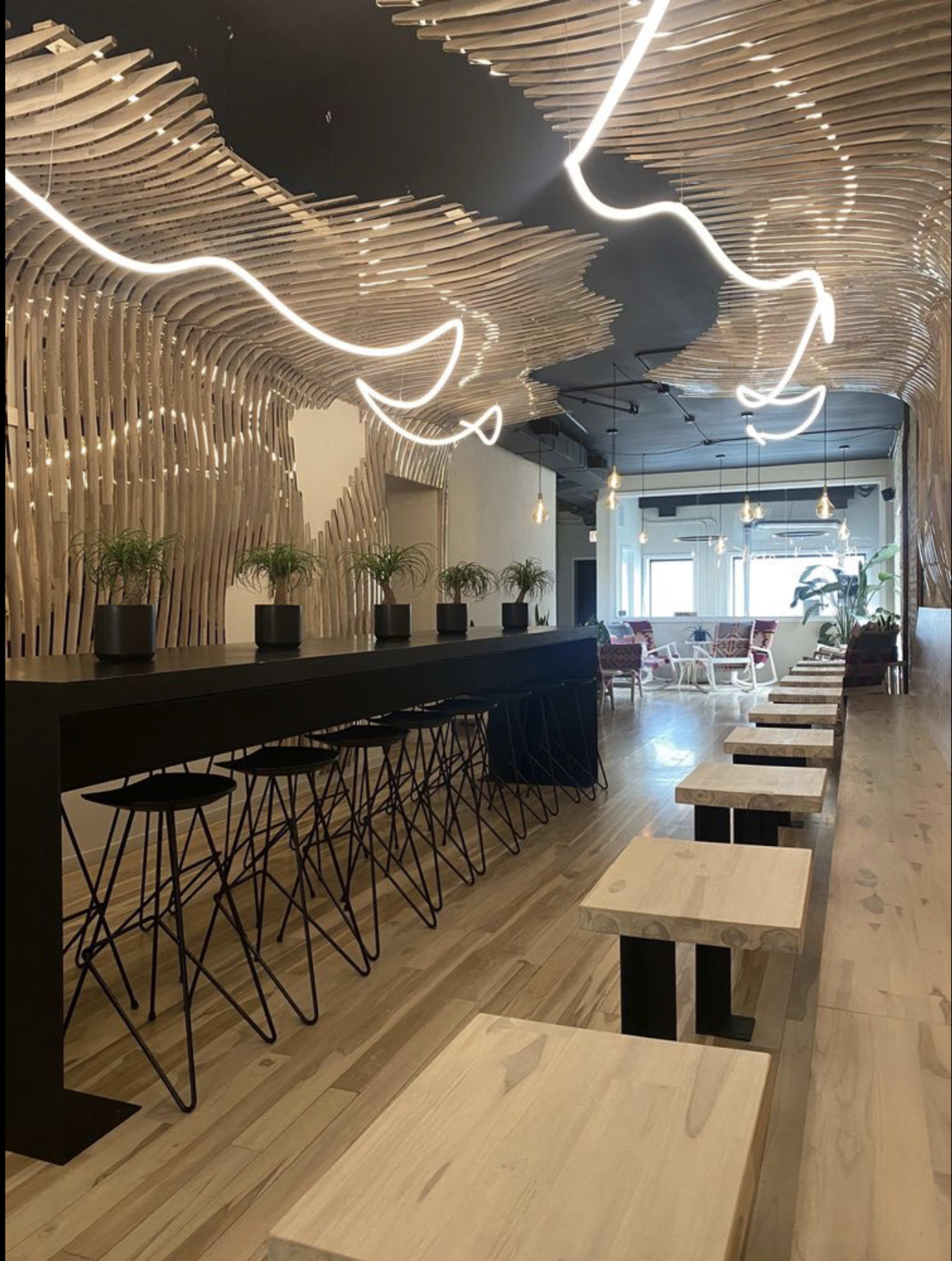 Wicker Park Cafe with Golden Interior Image in West Town, Chicago, IL