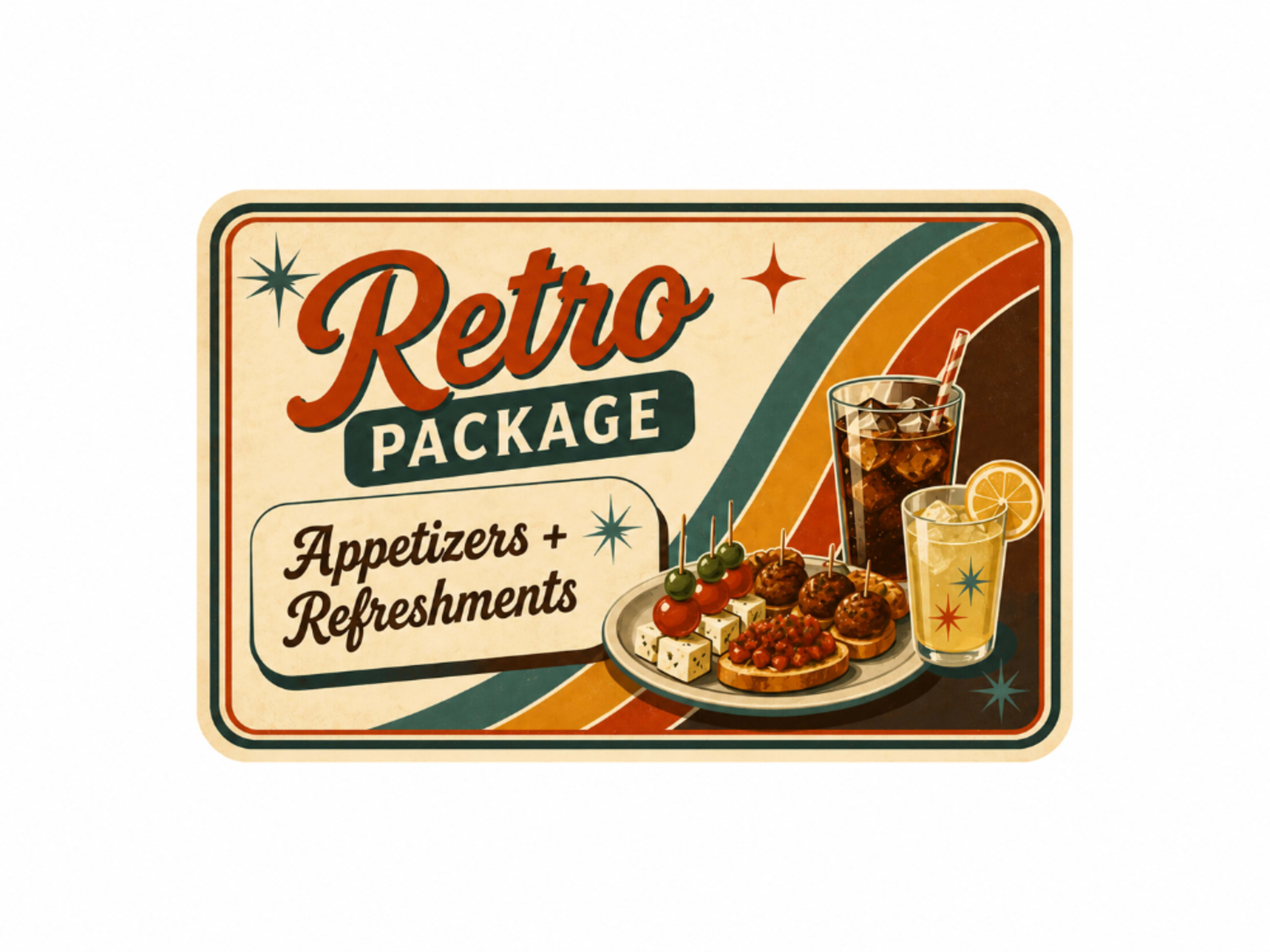 Retro Package (Appetizers + Snacks + Refreshments)