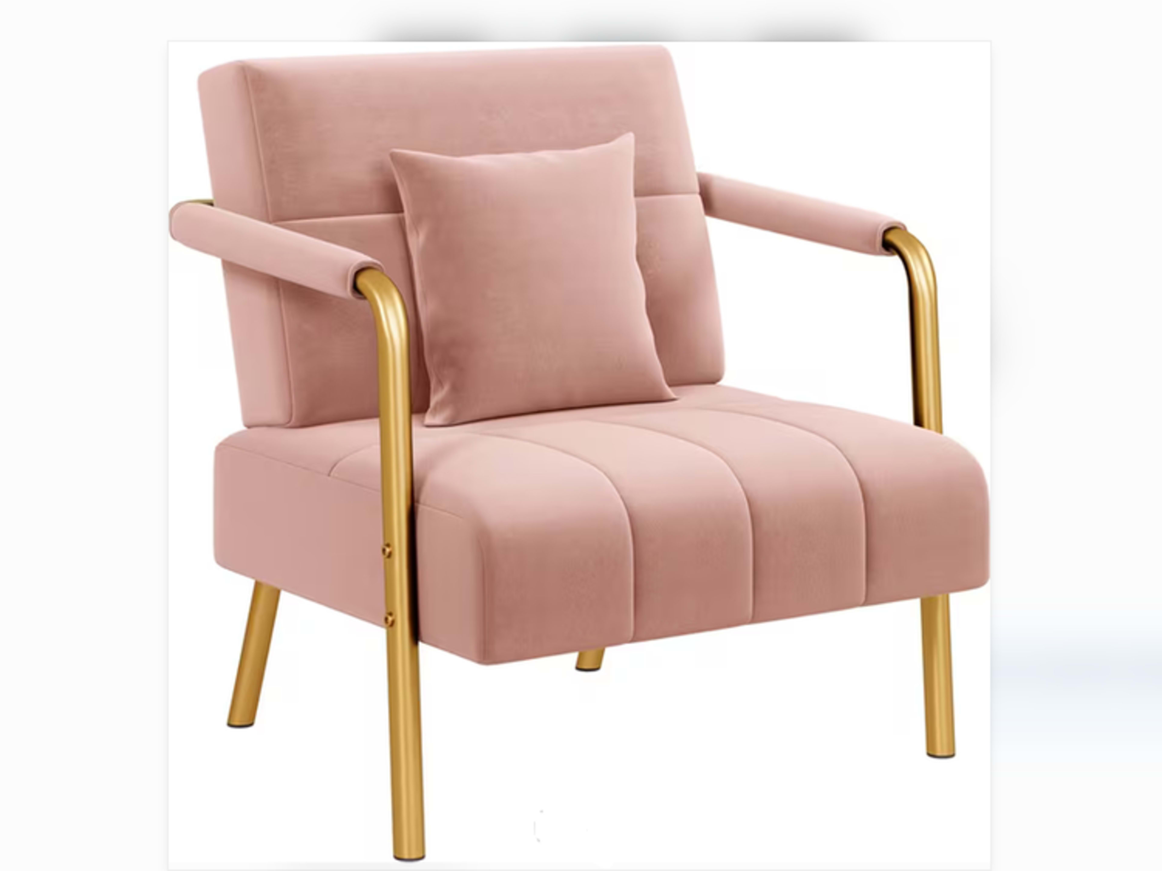 Pink Plush Velvet Accent Chair
