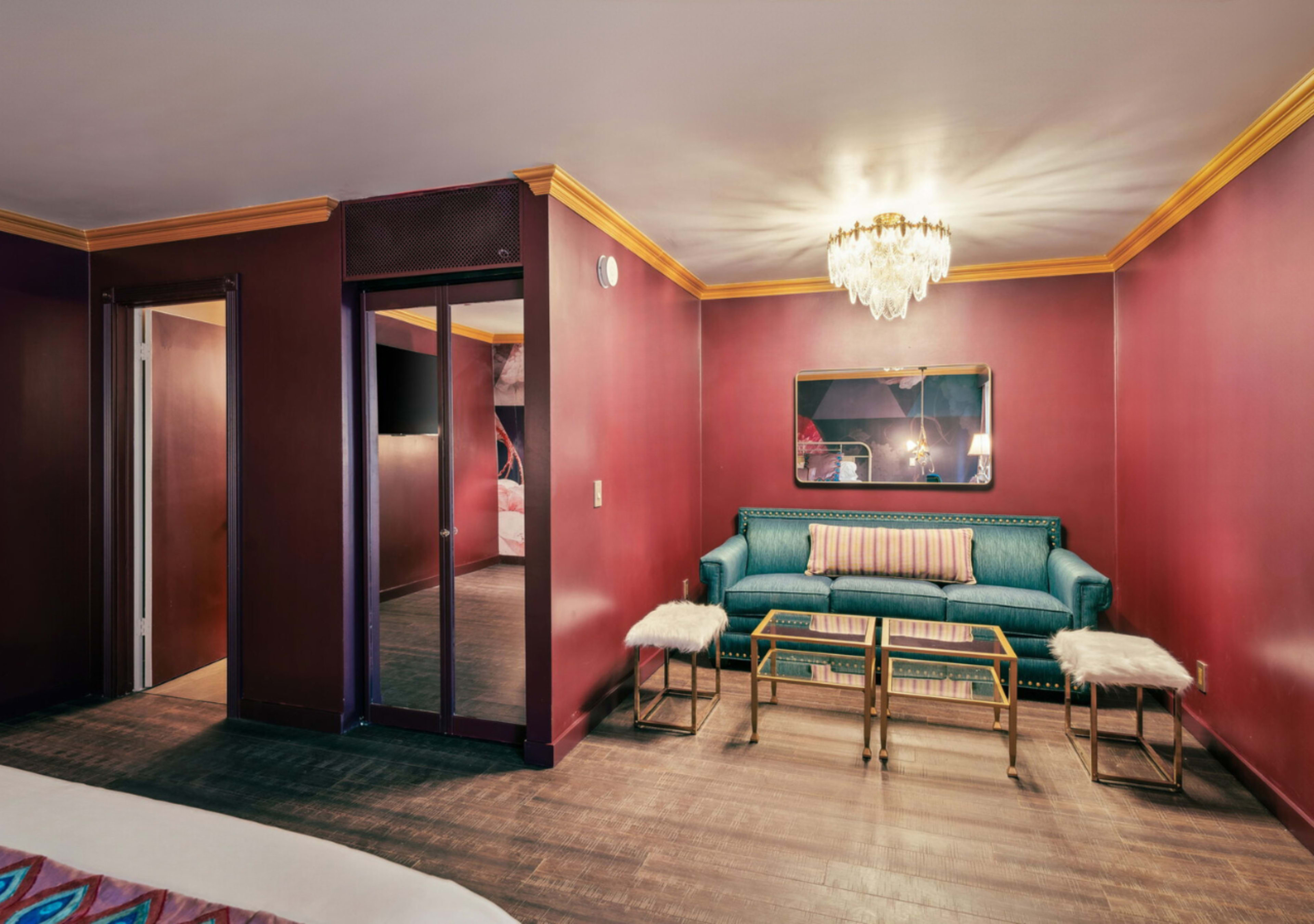 Deluxe King with Queen sleeper sofa at The Fainting Couch; Your Maximalist Boutique Hotel Image in , Cobb, CA