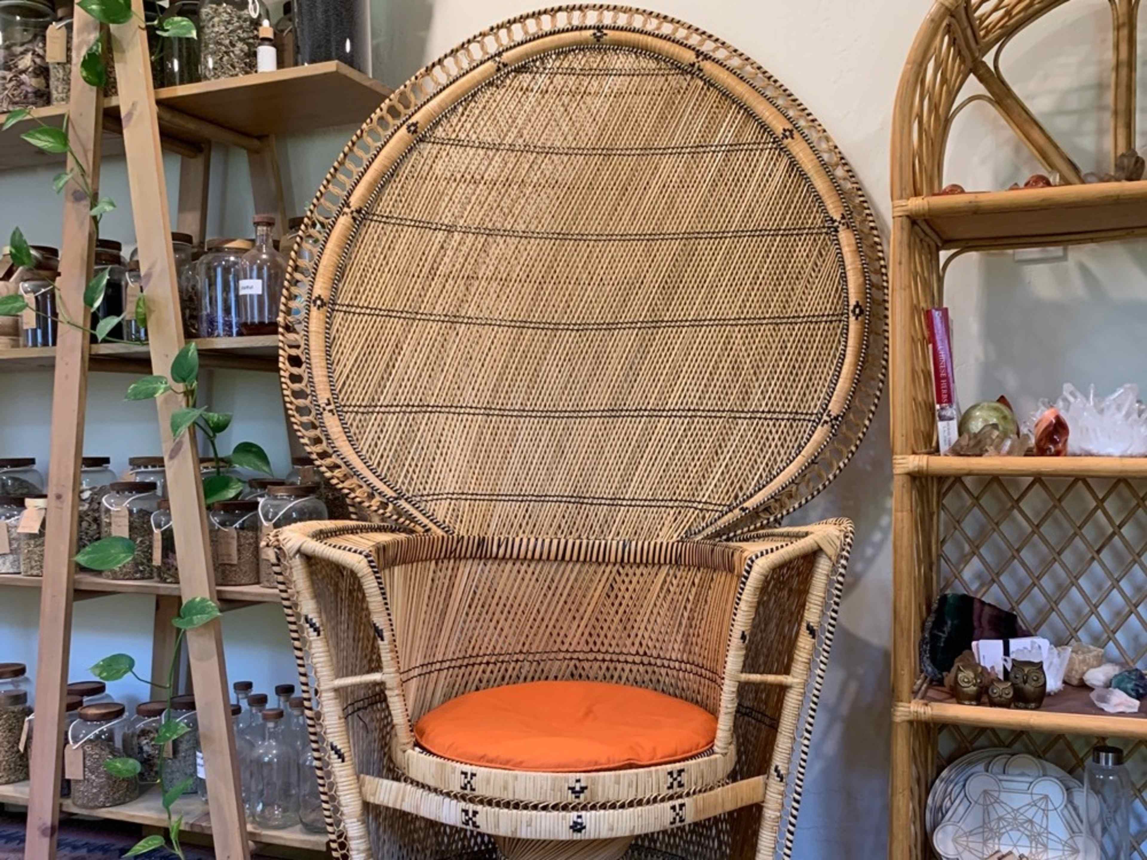 Tall Peacock Wicker Chair