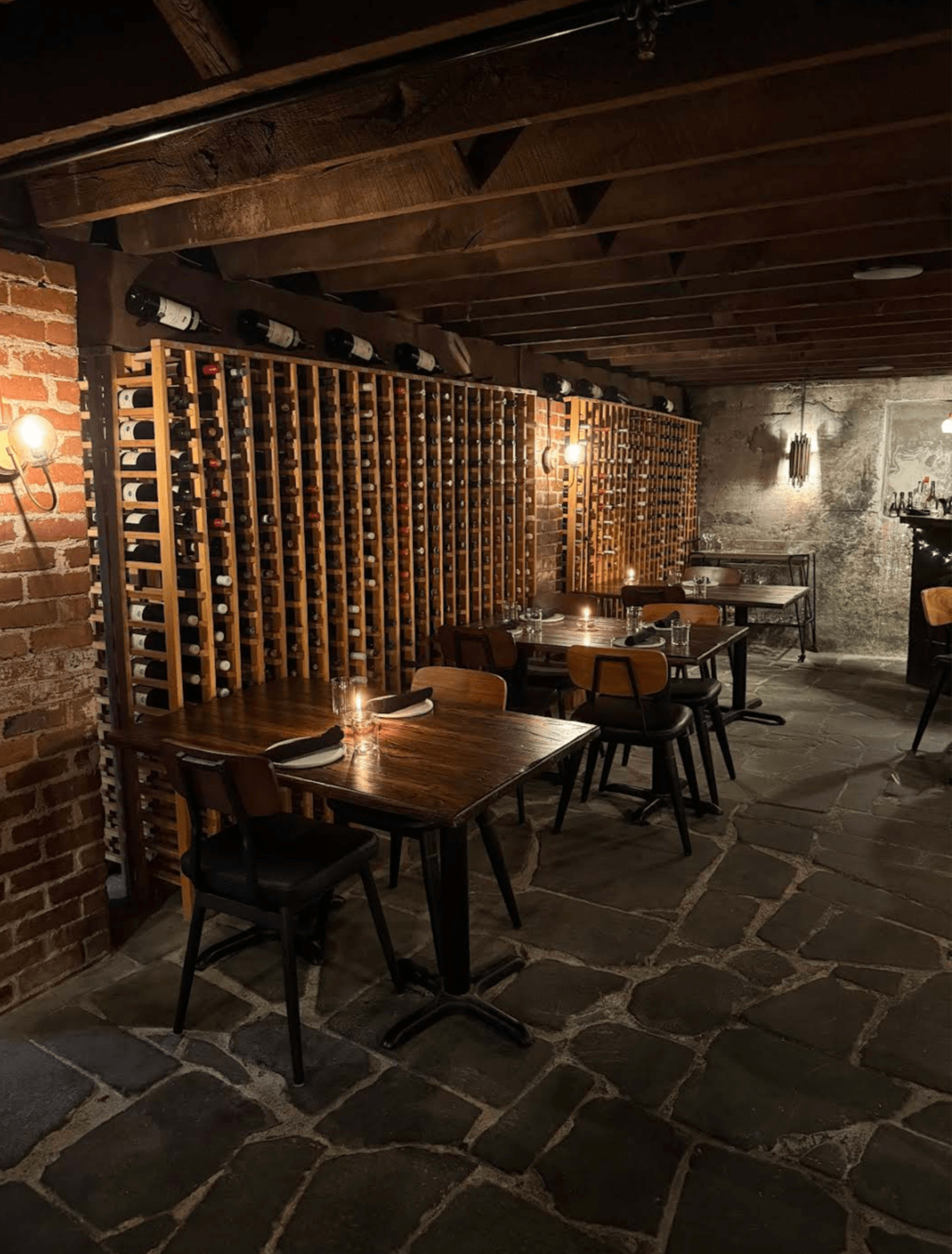Heart of downtown Historic Abingdon, intimate totally private wine Cellar dining room/meeting space. Limestone walls, flagstone floors, 50" flat screen presentation HDMI. Image in Abingdon, Abingdon, VA