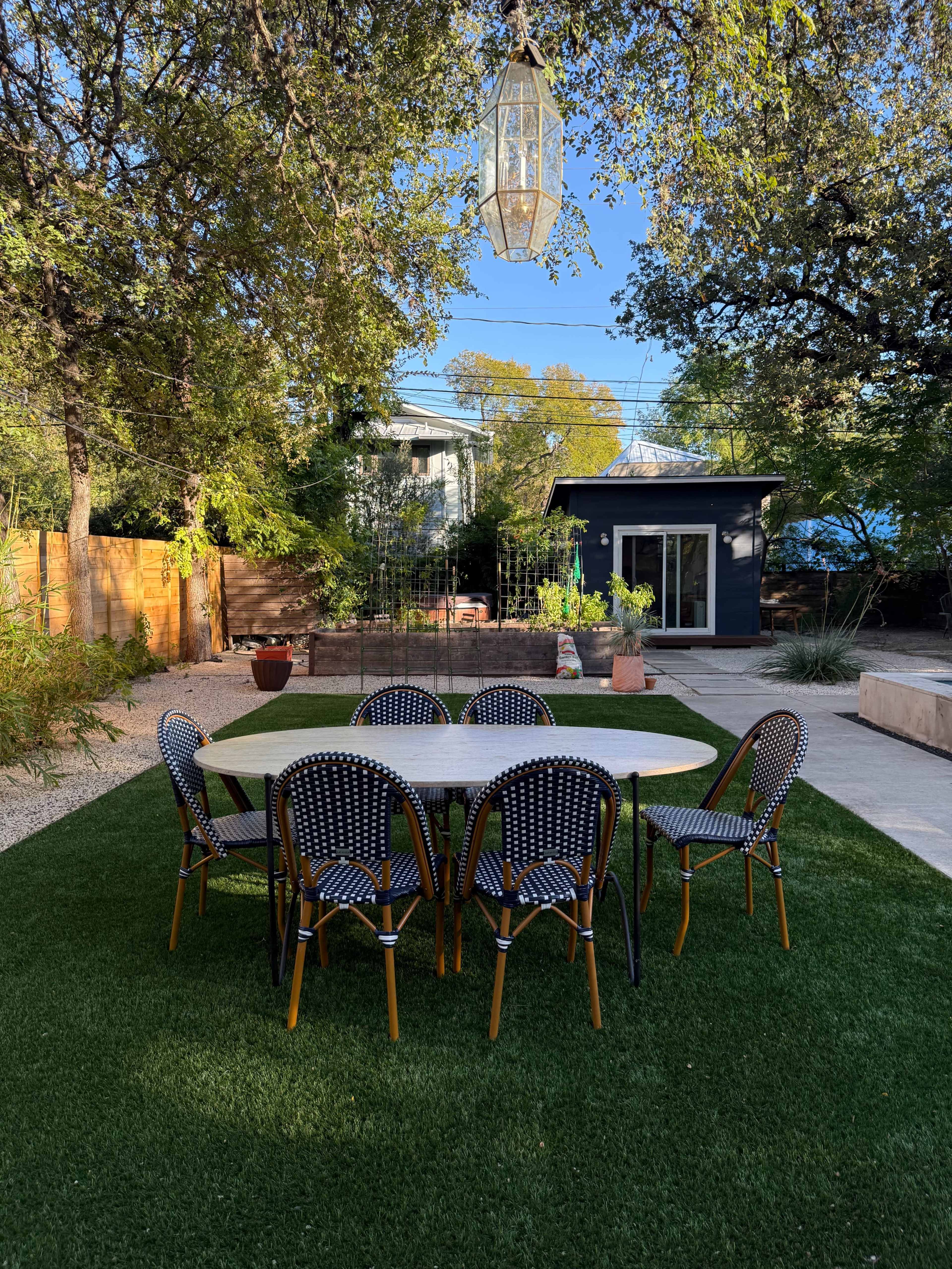 Modern backyard pool oasis Image in Cherrywood, Austin, TX
