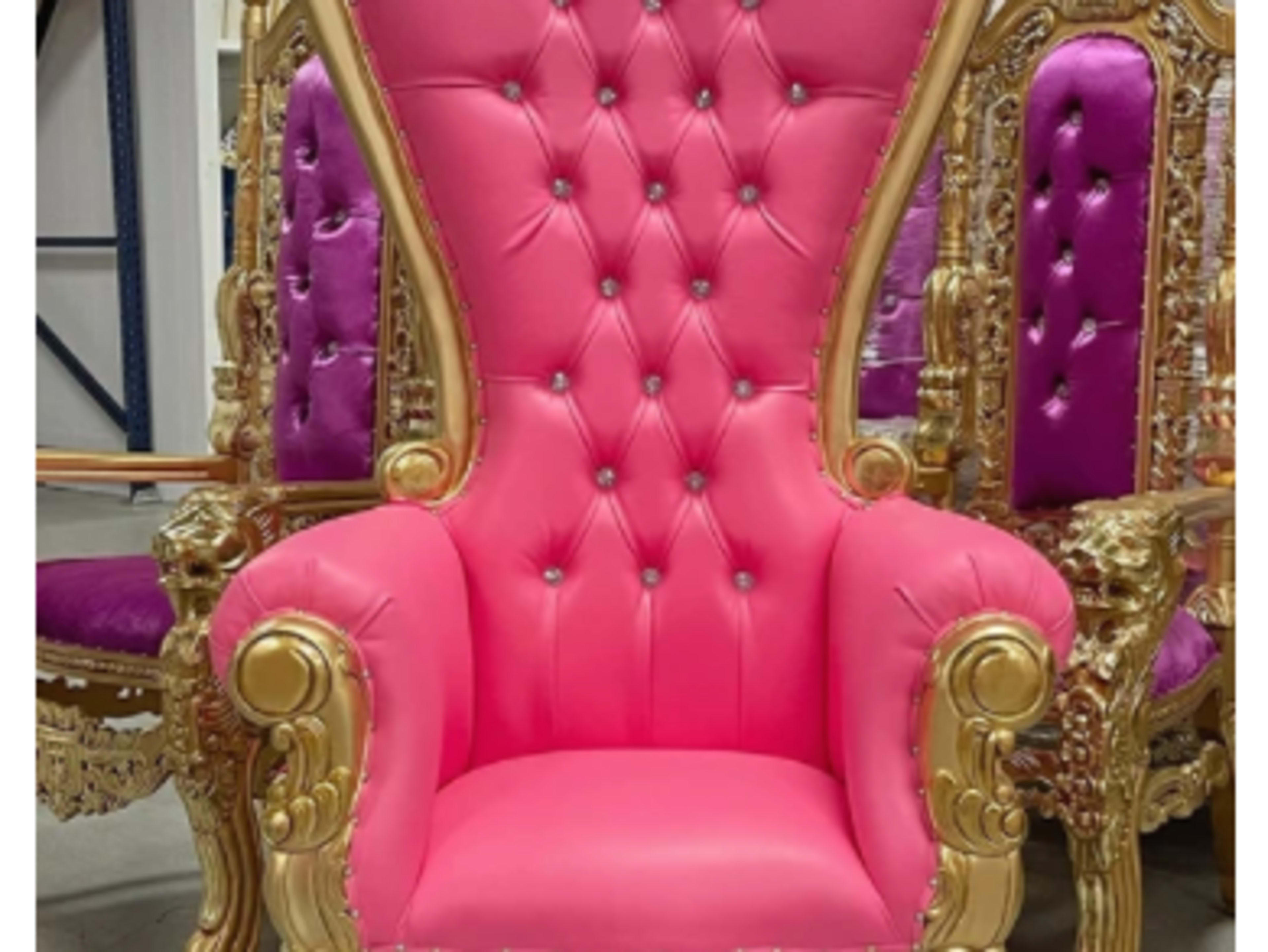 Gold/Pink Throne Chair