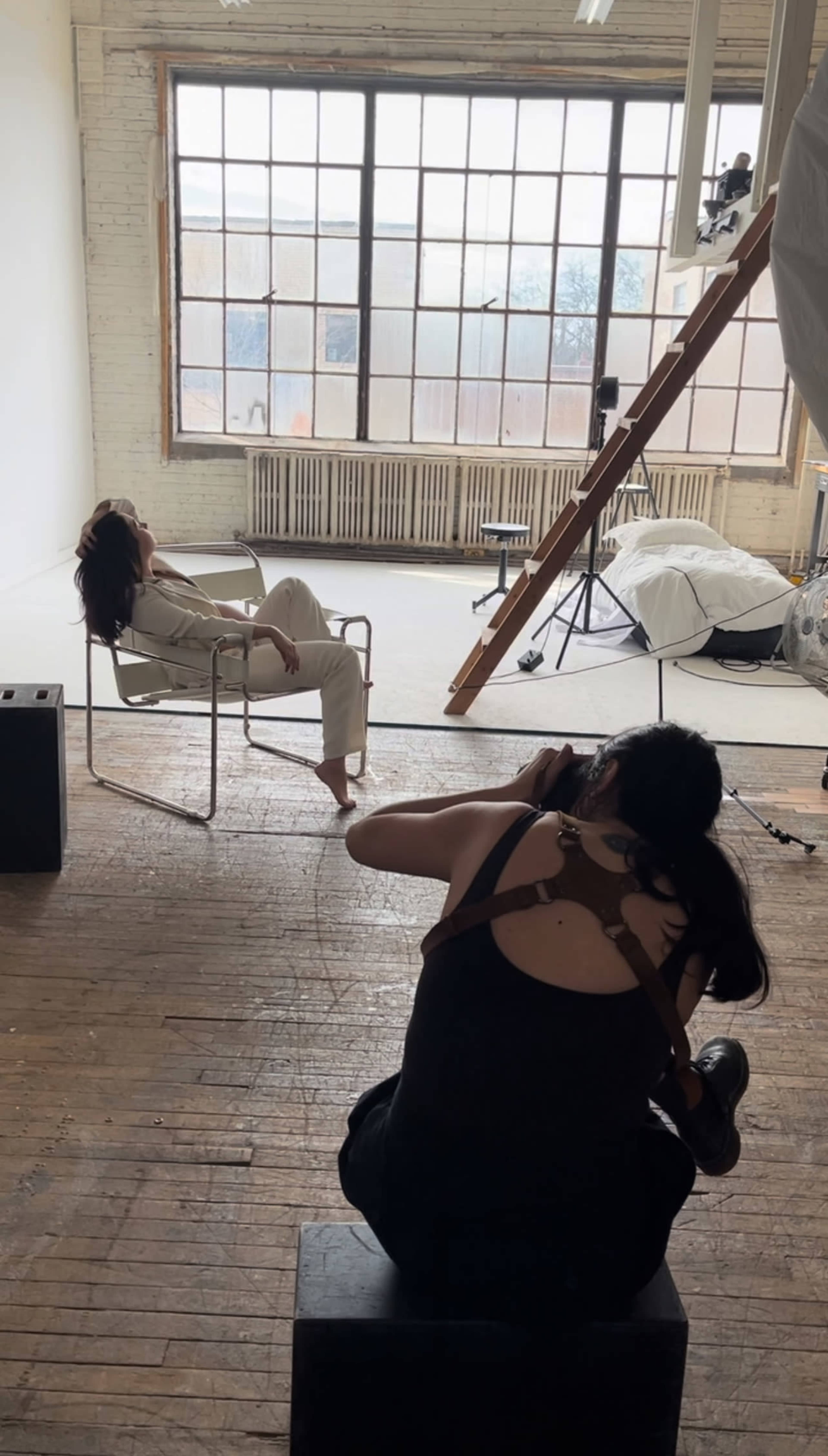 Bright Photo Studio with Olipant Backdrops, Vflats, and Apple Boxes Image in Humboldt Park, Chicago, IL