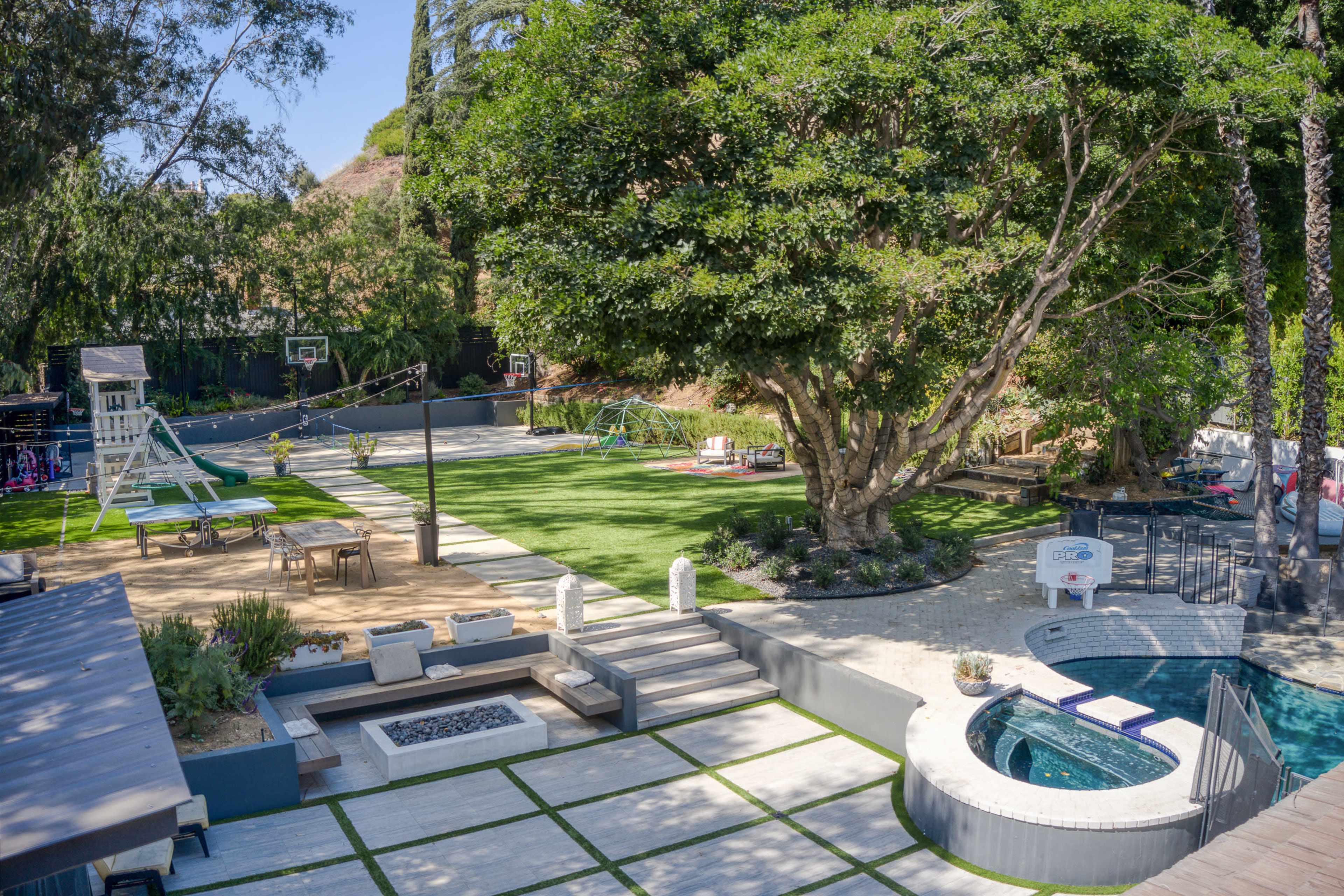 Beverly Hills Home Modern Style Backyard on 31,000 sq ft lot with