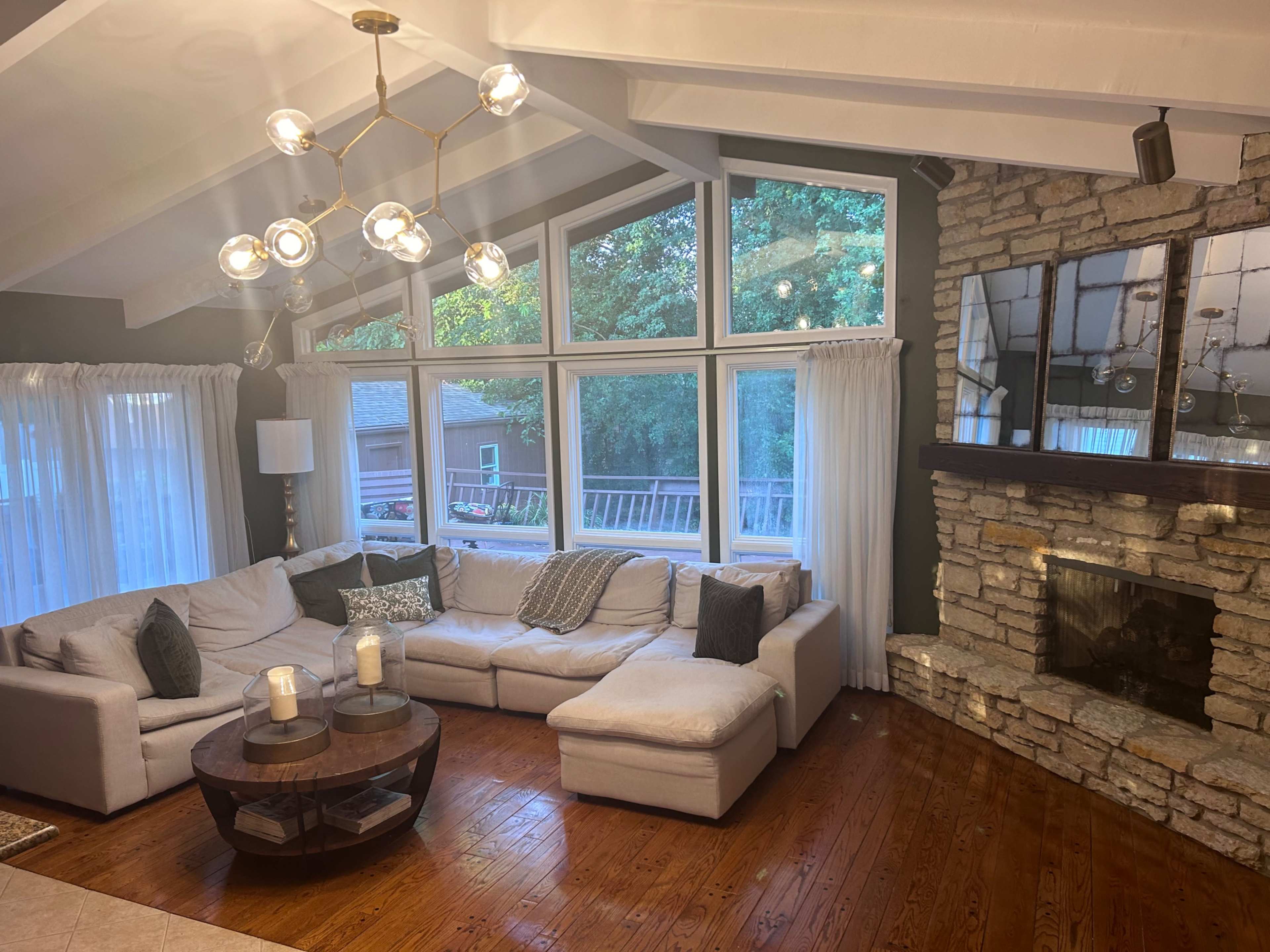 Suburban Showstopper with vaulted ceilings, beams, and large windows. Image in Hanover Township, Bartlett, IL