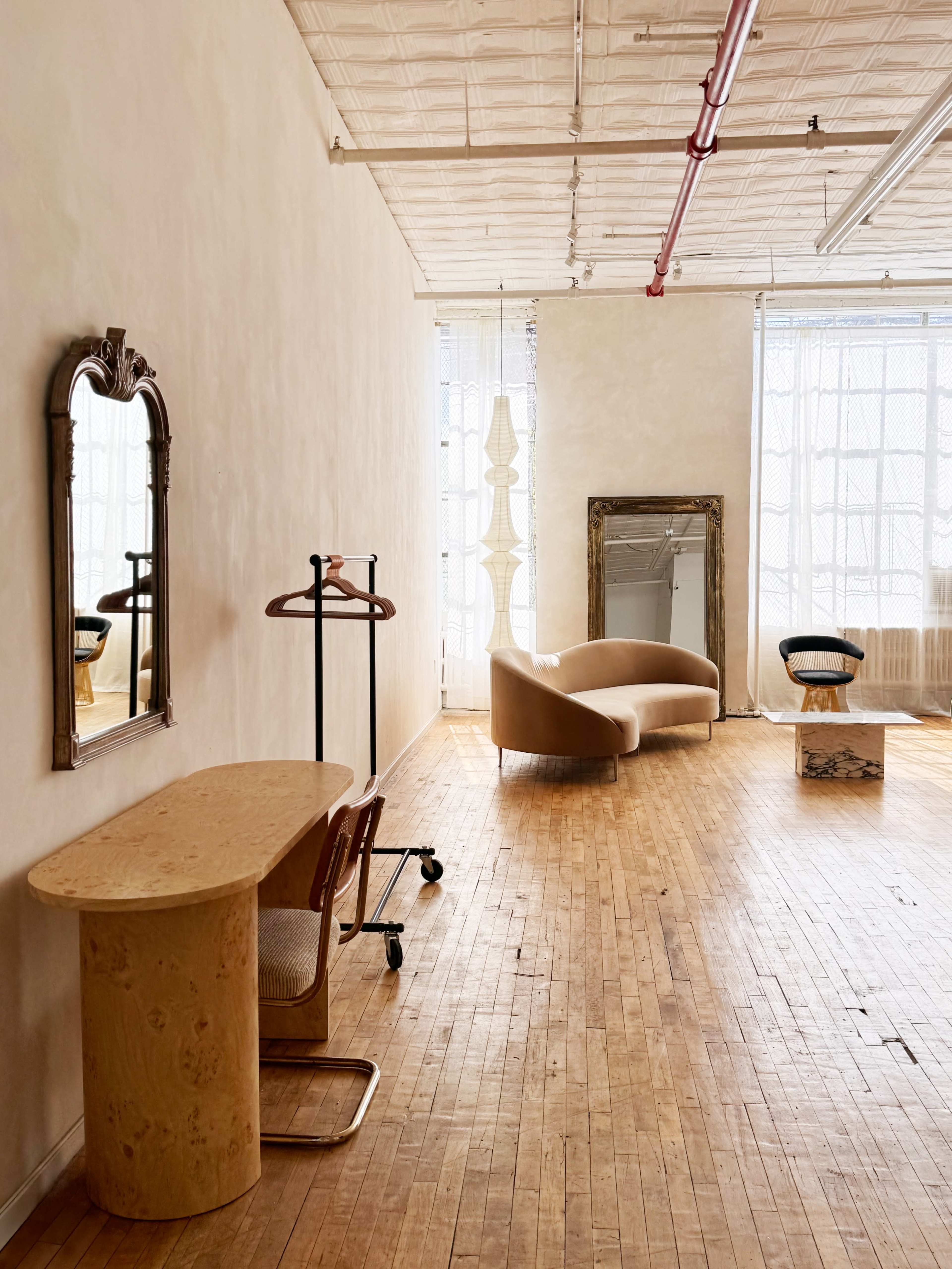 STUDIO CLYX II / Natural Light Loft with Wooden Wall and Modern Furniture Image in Bushwick, Brooklyn, NY
