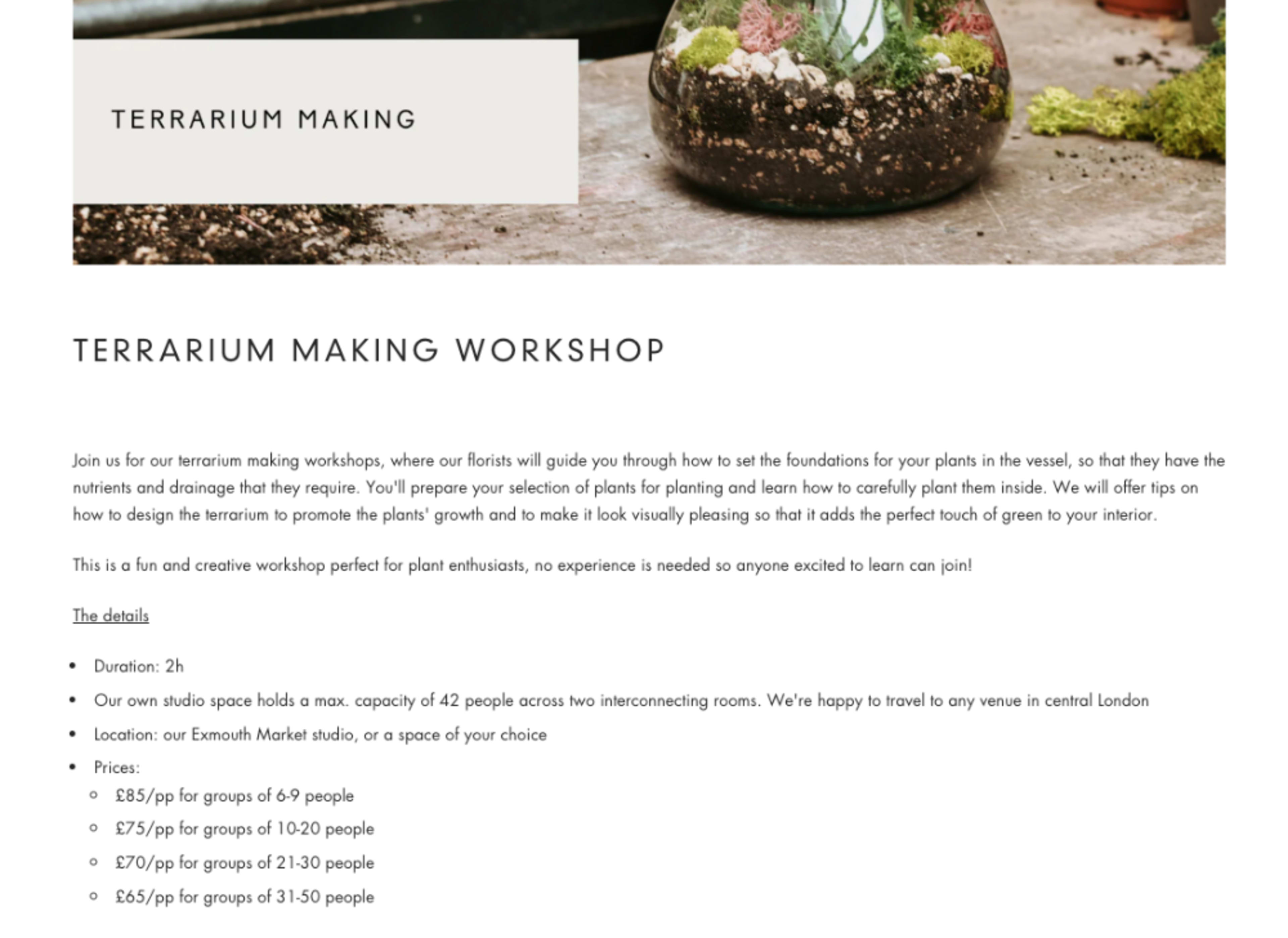 Terrarium Making Workshop