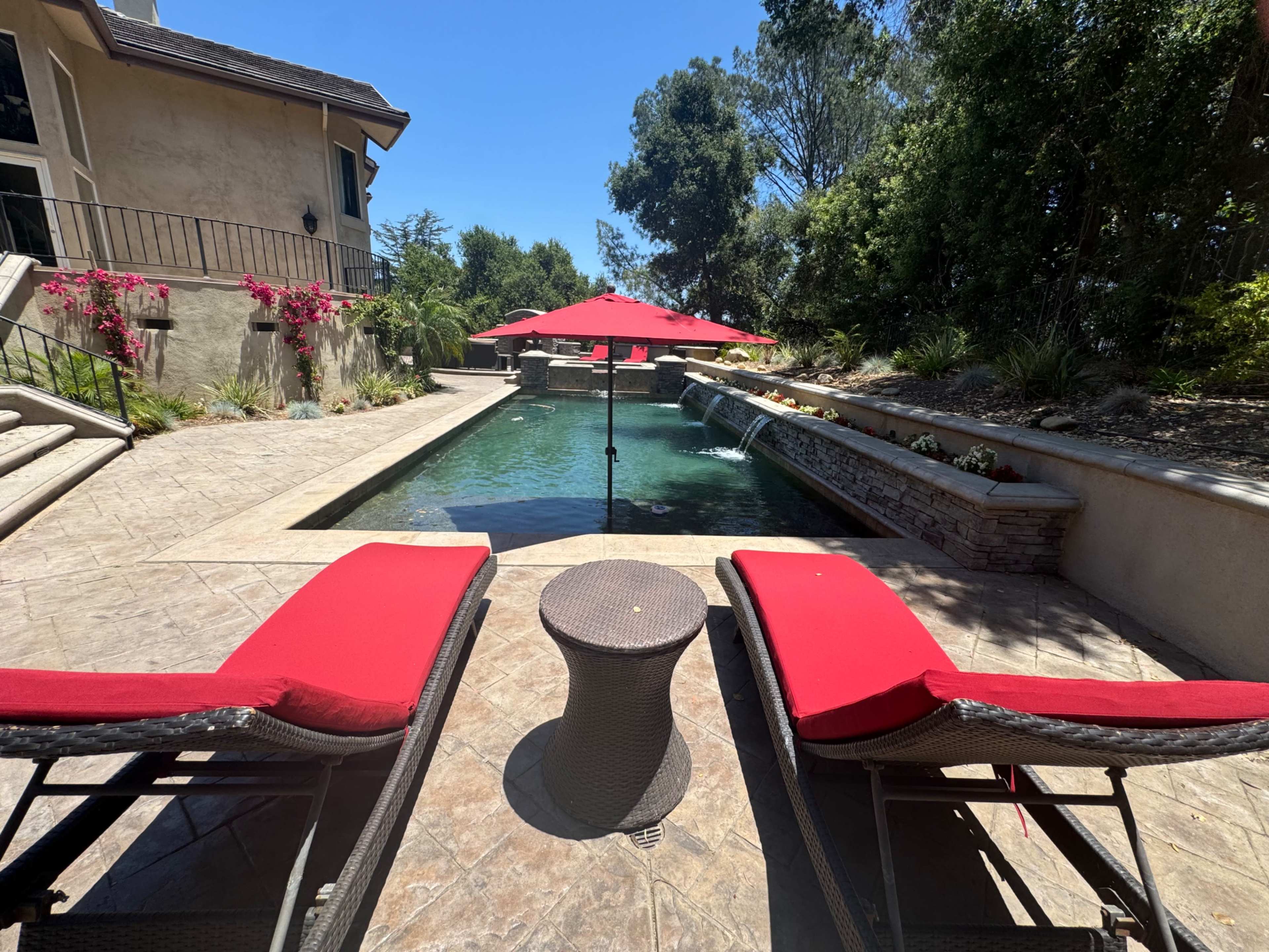 Entertainers' backyard, pool, fireplace, waterfall Image in Santa Paula, Santa Paula, CA