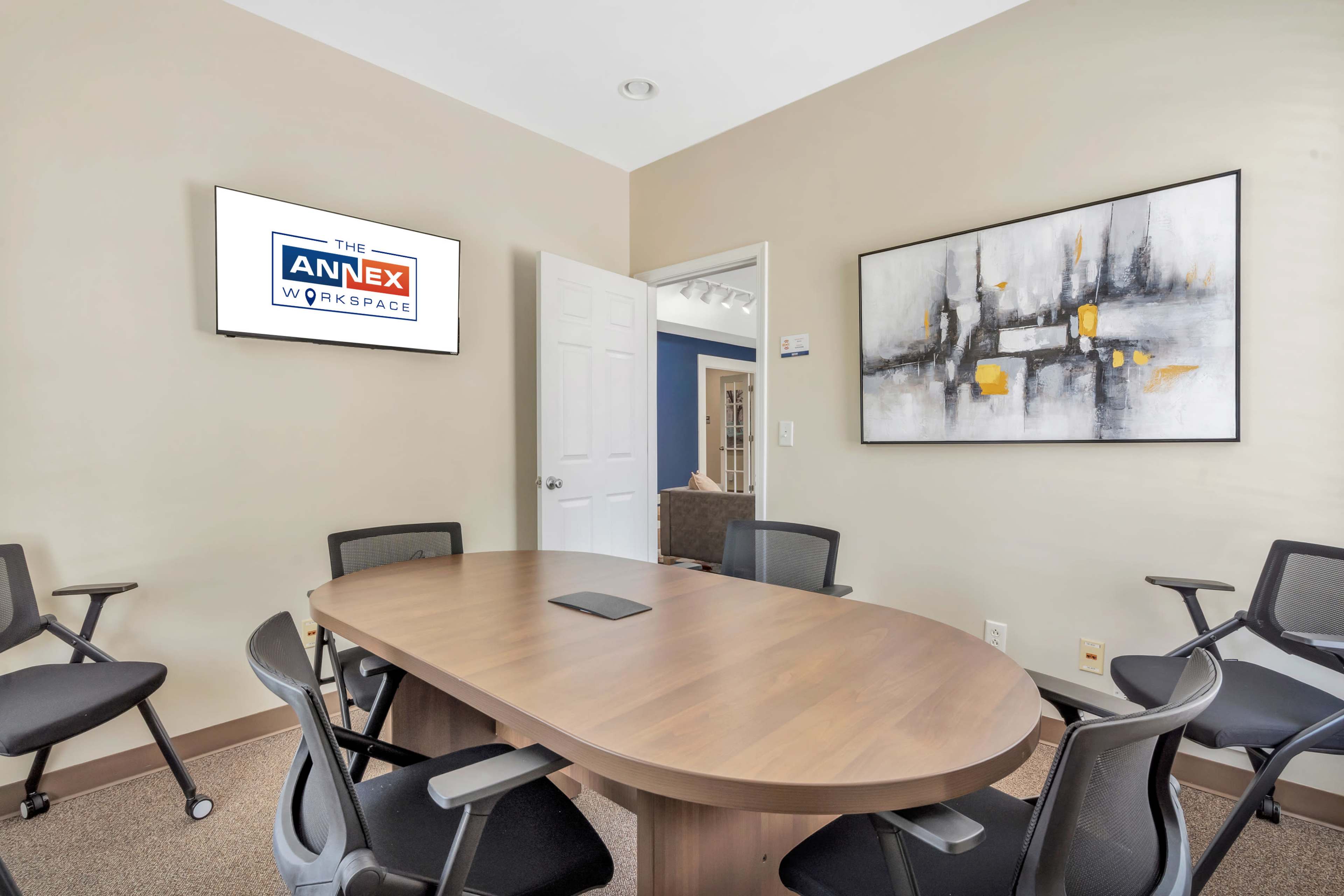 Small boardroom-style conference room in St. Peters, MO. Image in O'Fallon Township, St. Peters, MO