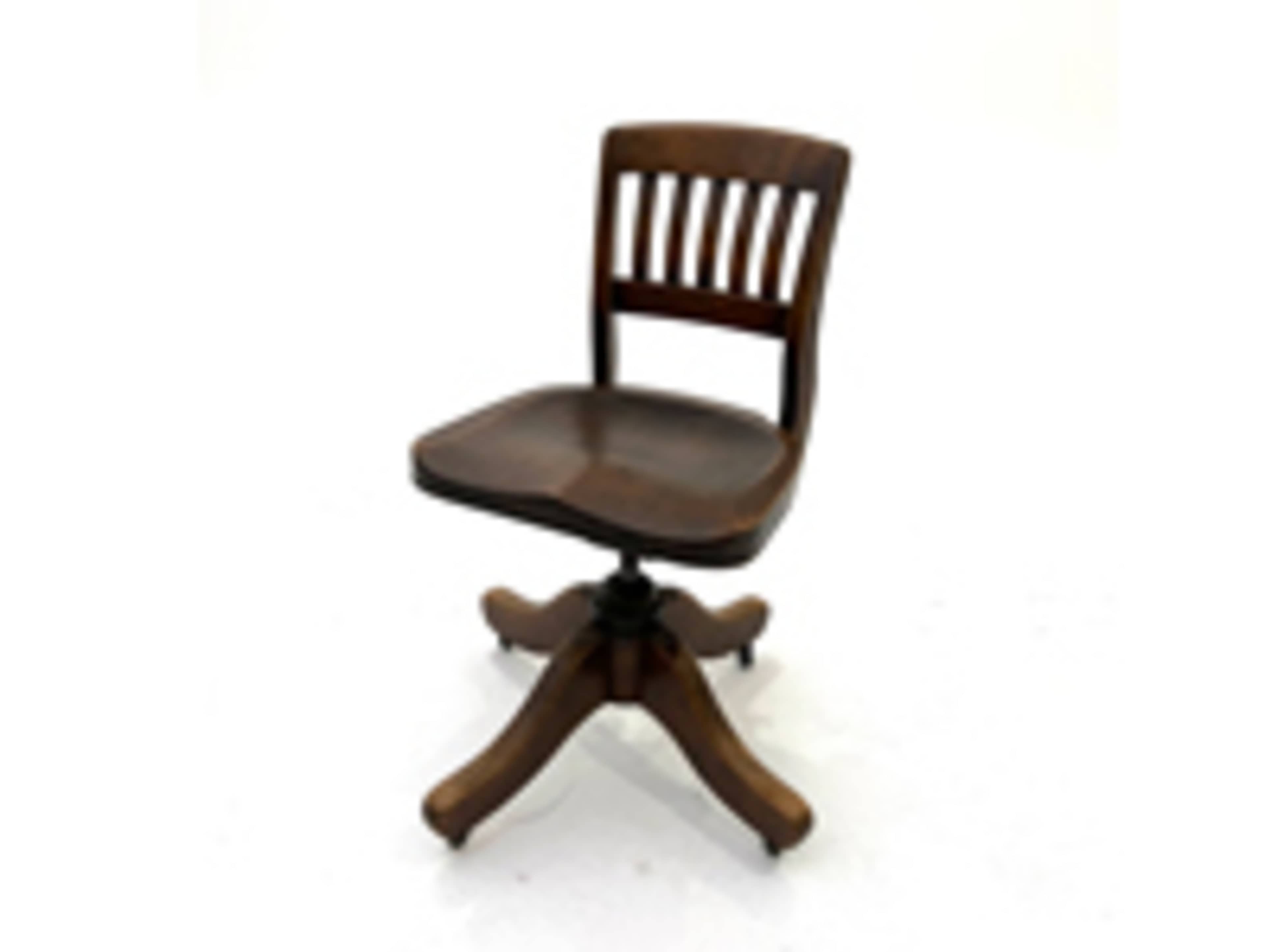 Bankers Chair, Solid Oak, Swivel 1900 -1920