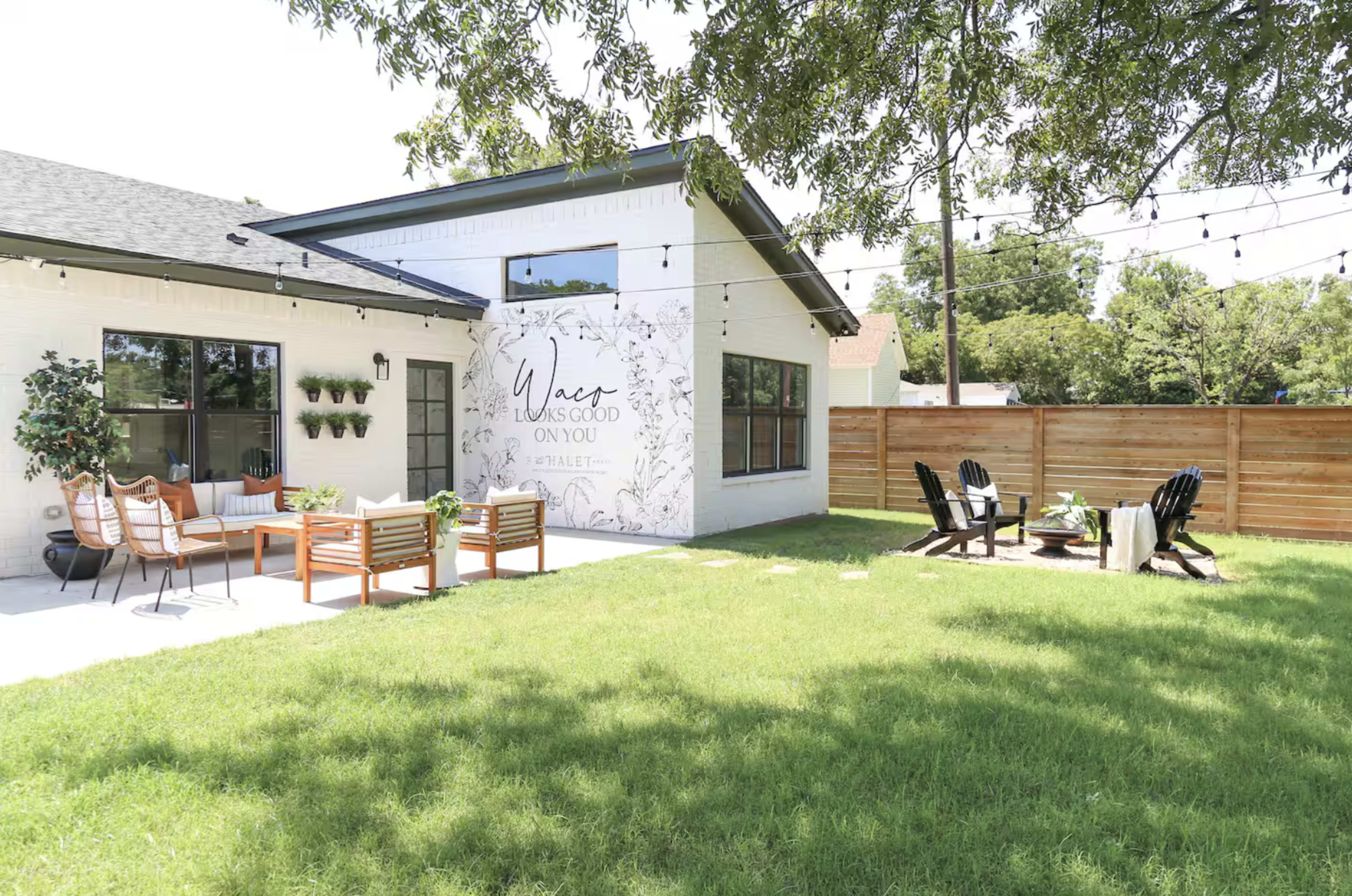 Designer Interiors. Iconic Mural. Backyard Bliss. Image in Downtown, Waco, TX