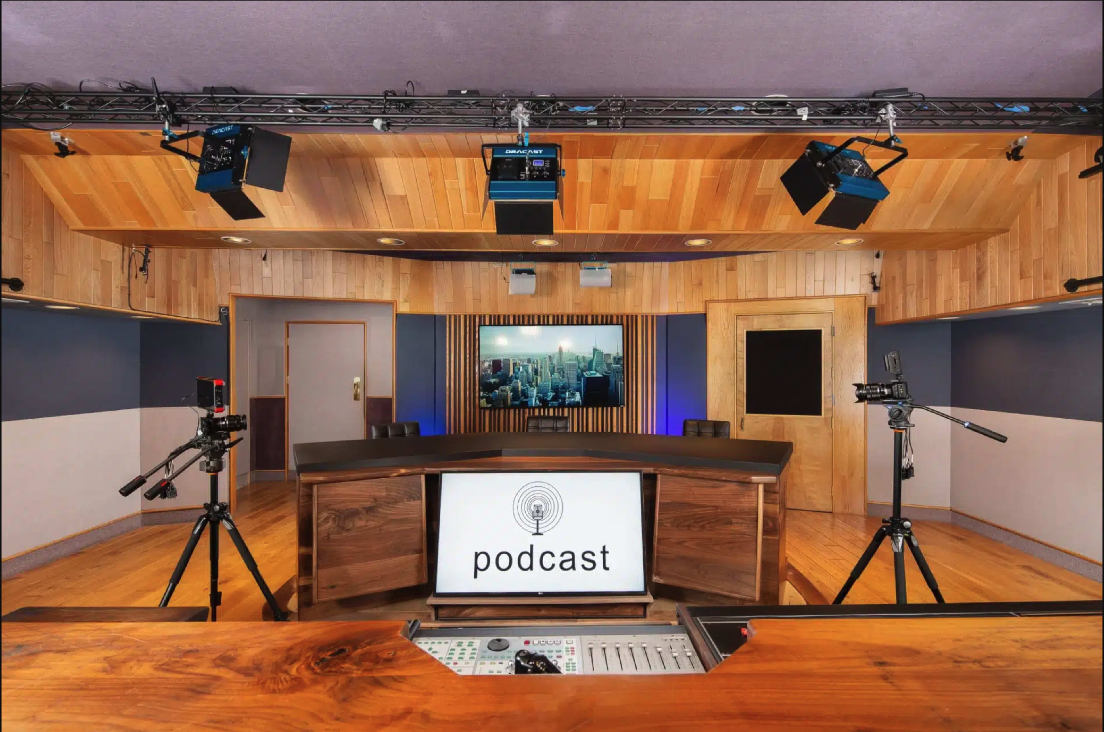 Soundproof News Desk Video Production Set Image in Kearny Mesa, San Diego, CA