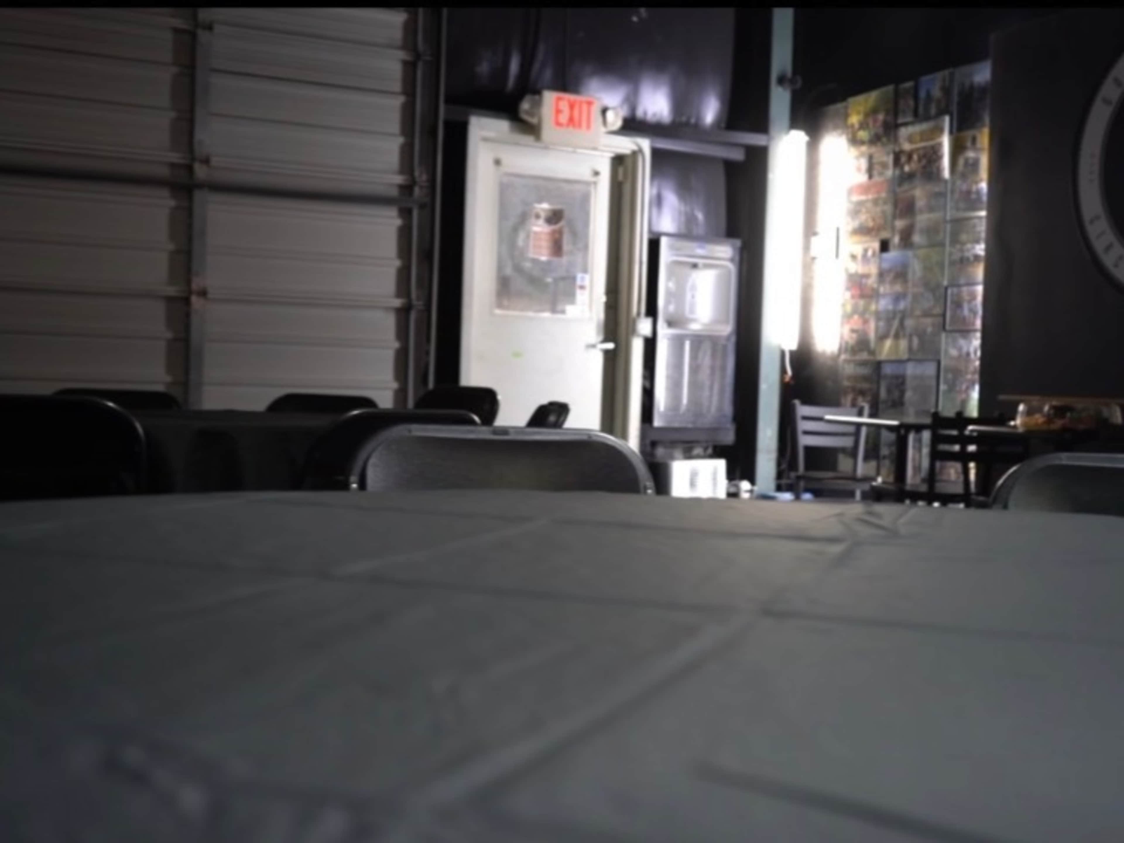 Tables with black tablecloths