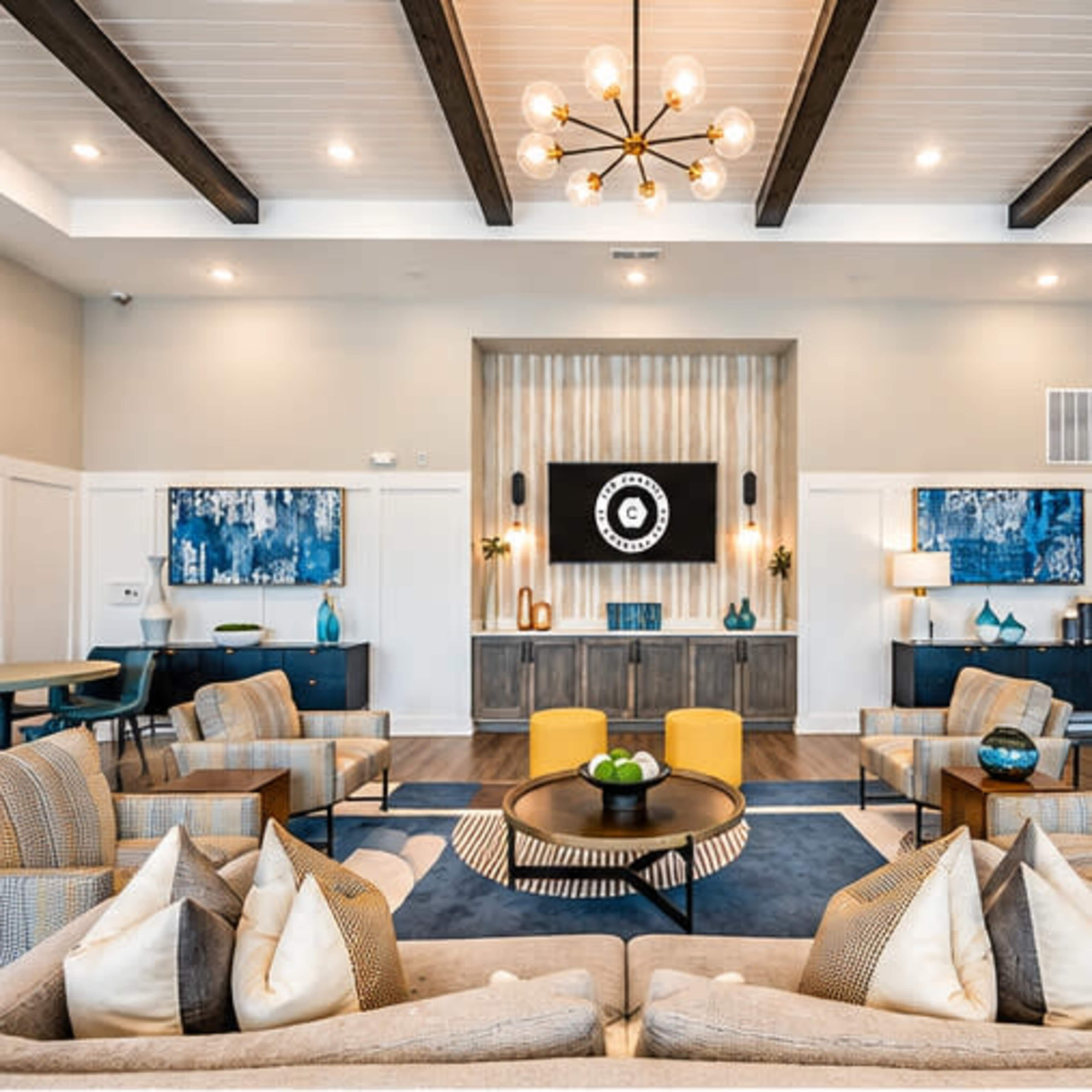 Modern Clubhouse With Sitting And Entertainment Space Image in Regency, Jacksonville, FL