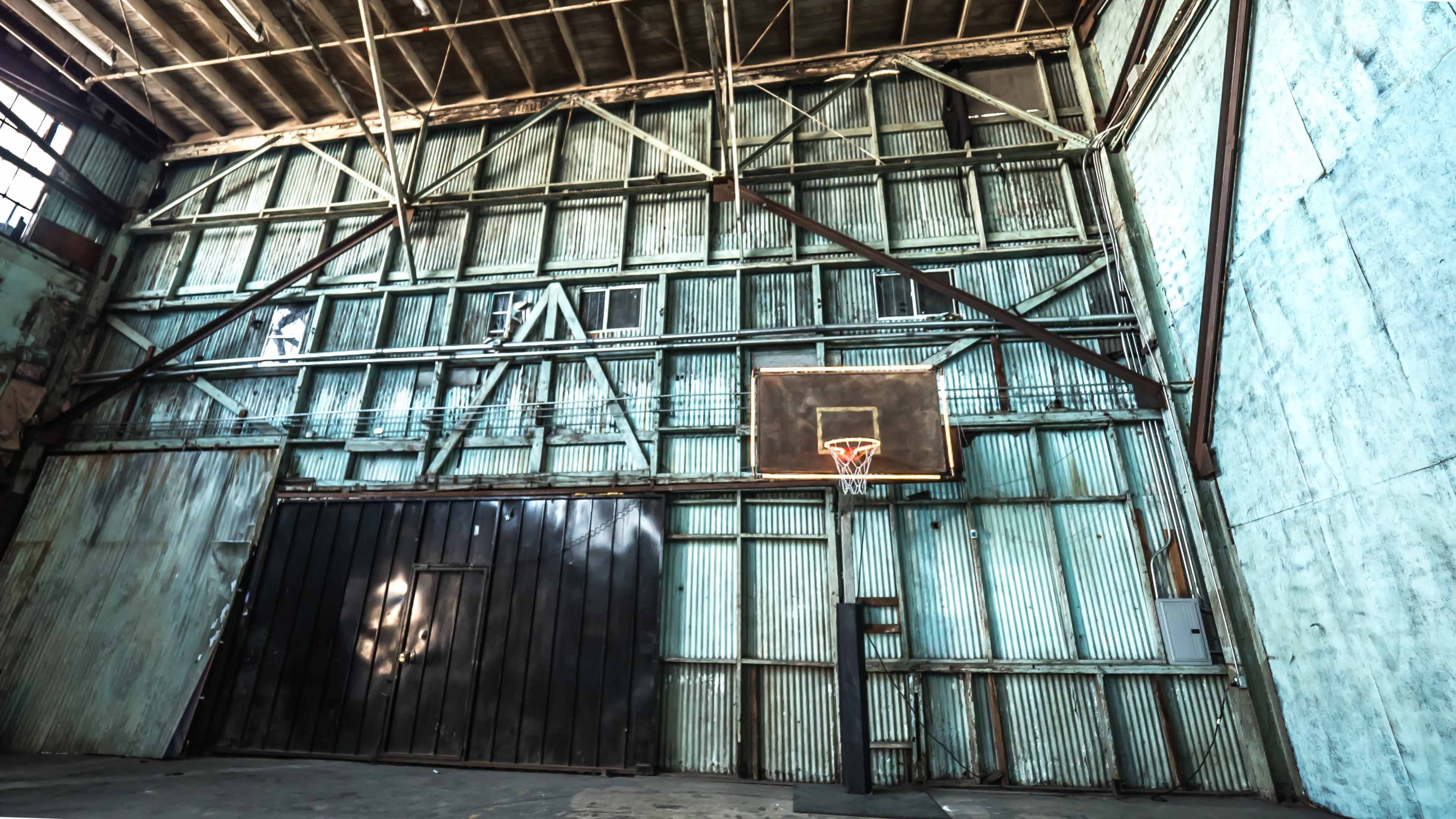 Industrial Warehouse Basketball Hoop Set Image in South Los Angeles, Los Angeles, CA