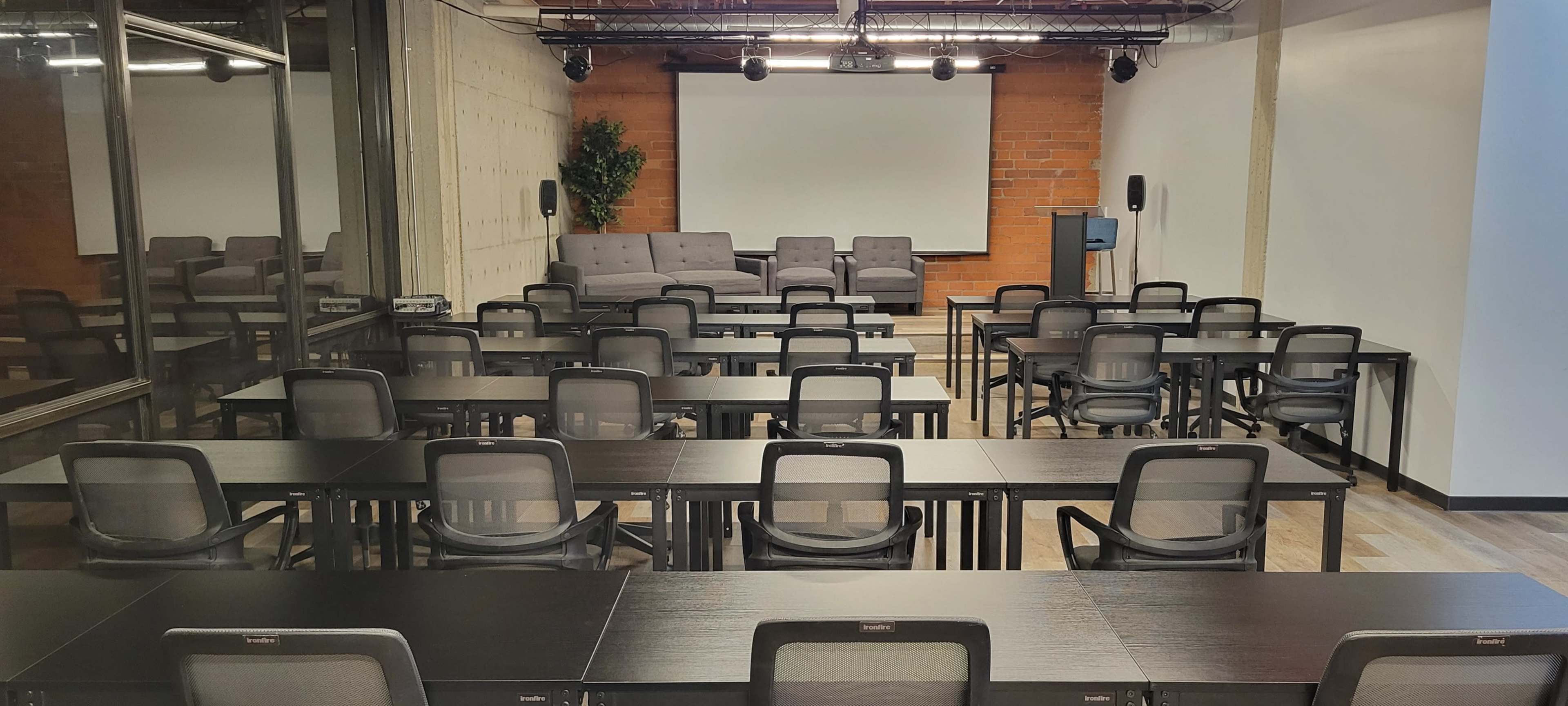 Event Mezzanine with Stage and A/V Image in , Bellflower, CA