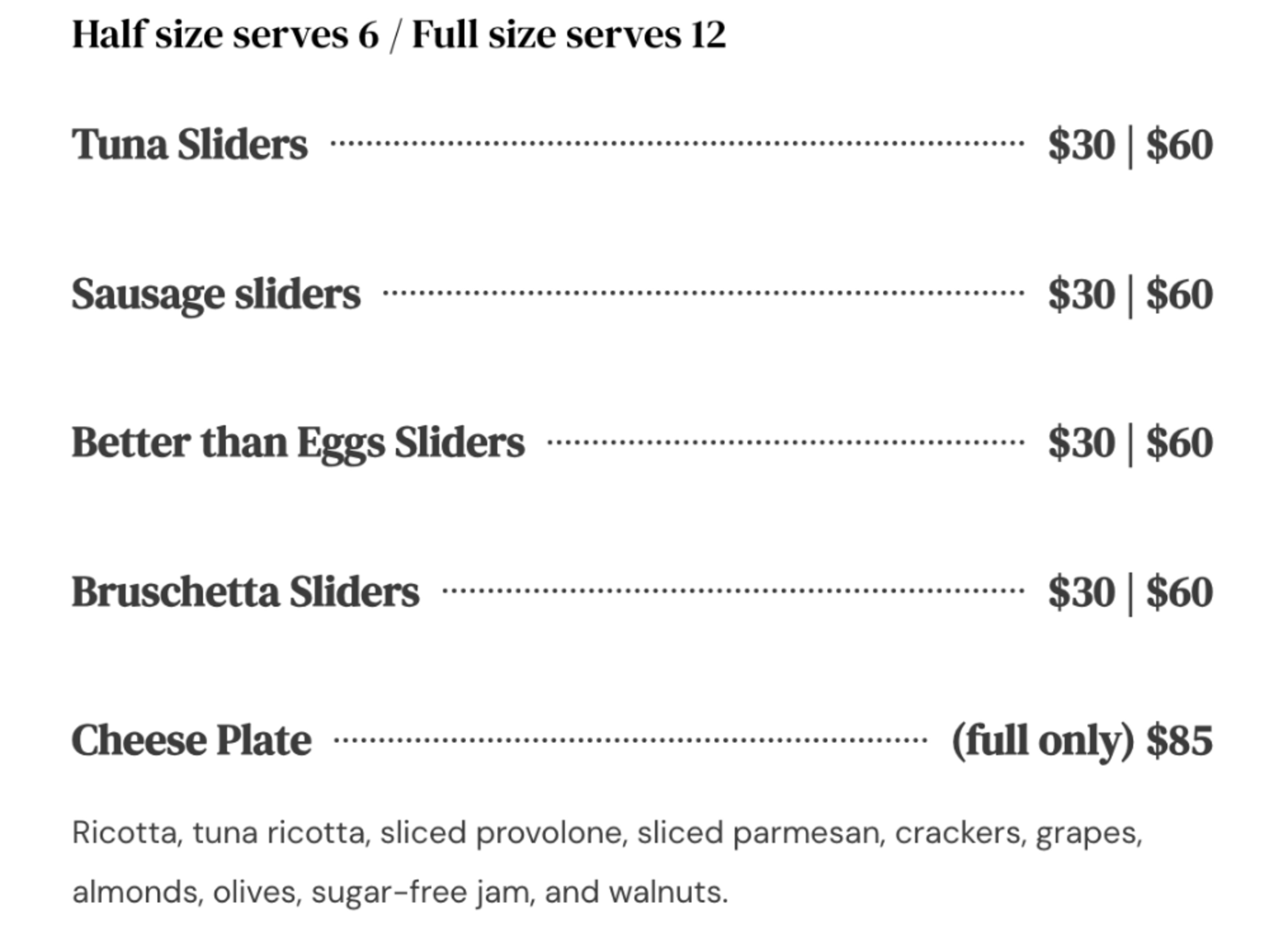 Appetizer Menu