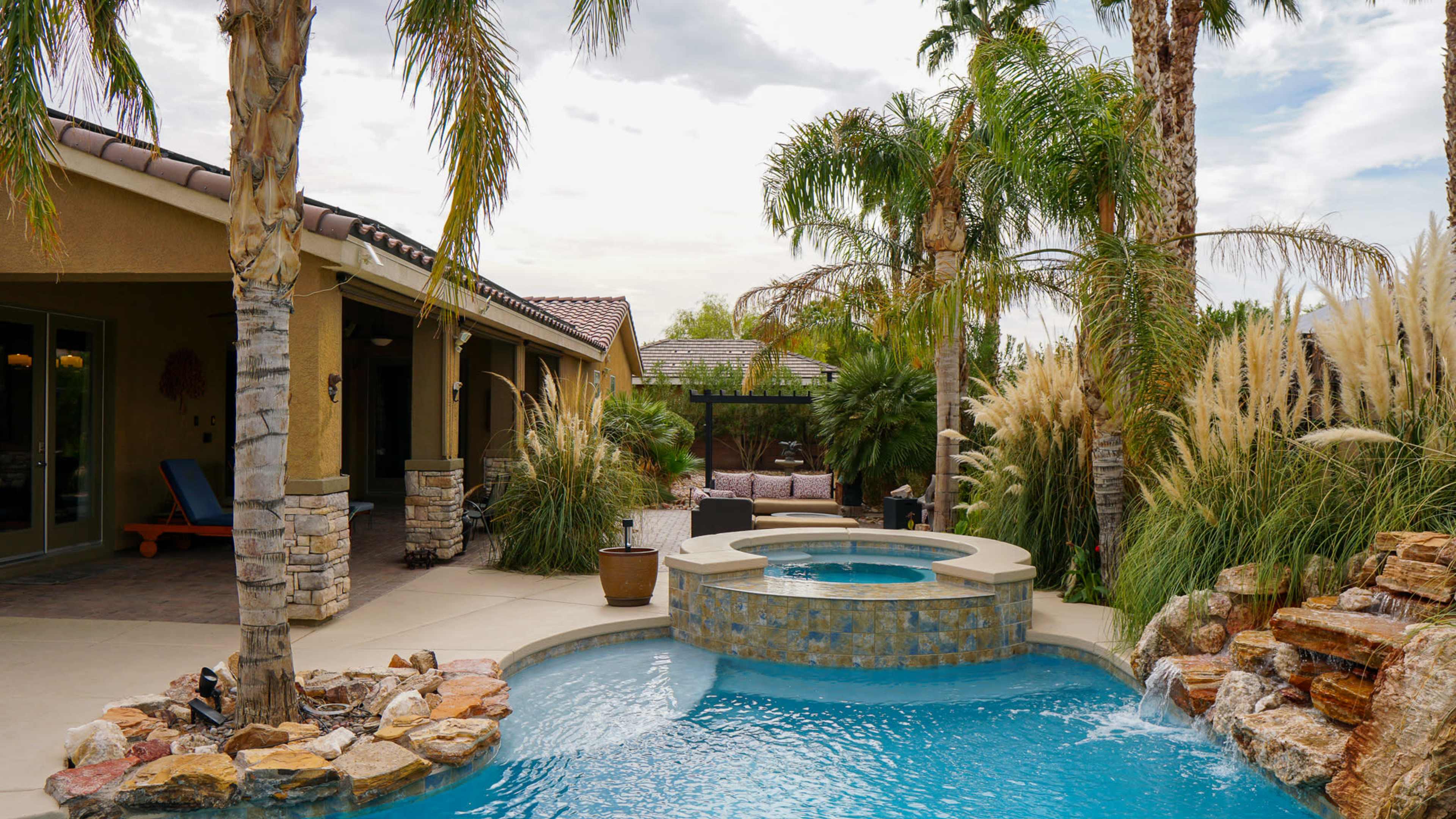 Desert Oasis Home w/ Glittering Pool & Waterfall Image in Rancho, Las Vegas, NV