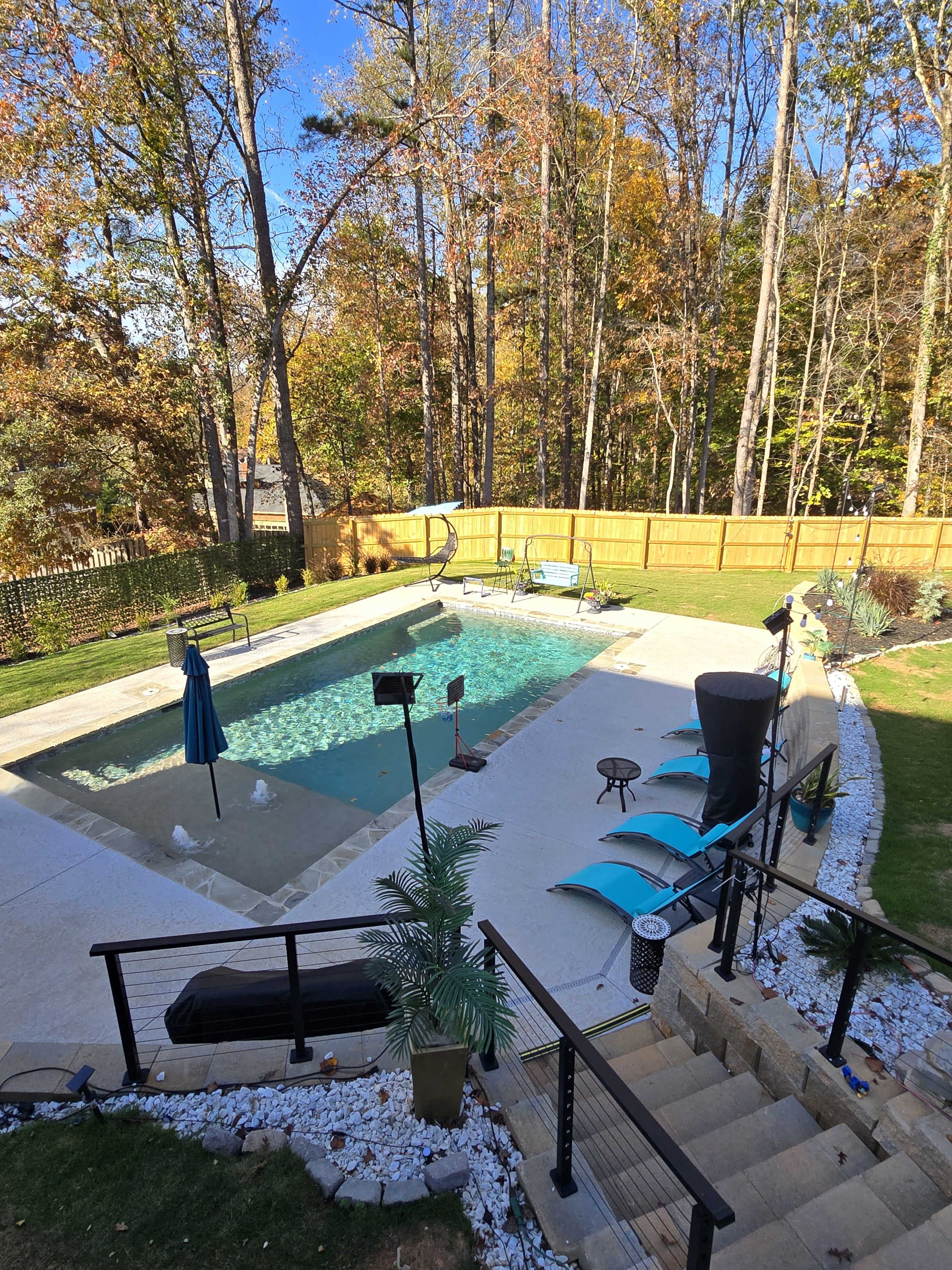 Tropical Heated Pool Oasis with Gazebo, Mini-Golf, Giant Chessboard & Night Lights Image in Lilburn, LILBURN, GA