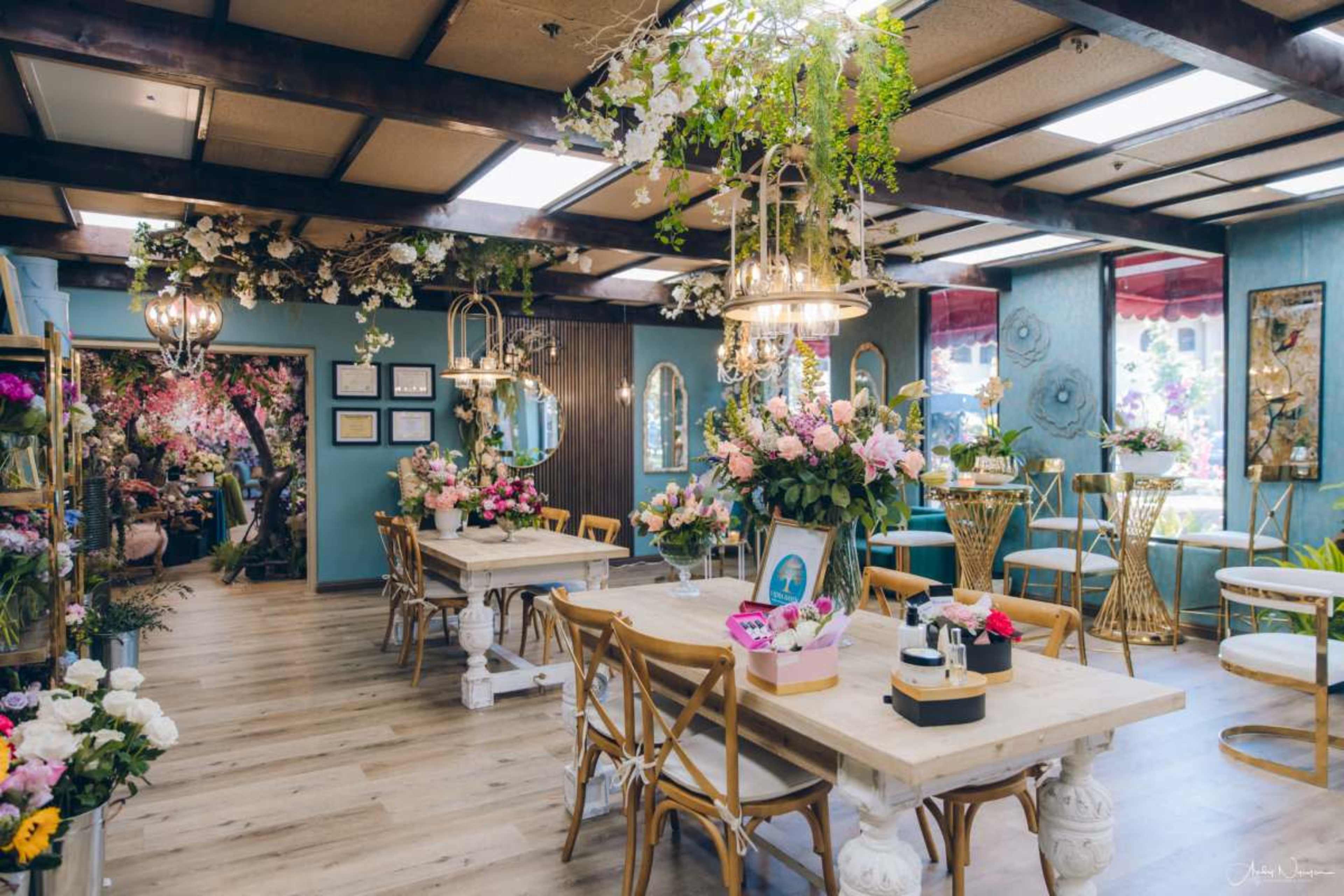 Urban Floral Event Space with Banquet Hall & Outdoor Garden Area Image in Berryessa, San Jose, CA