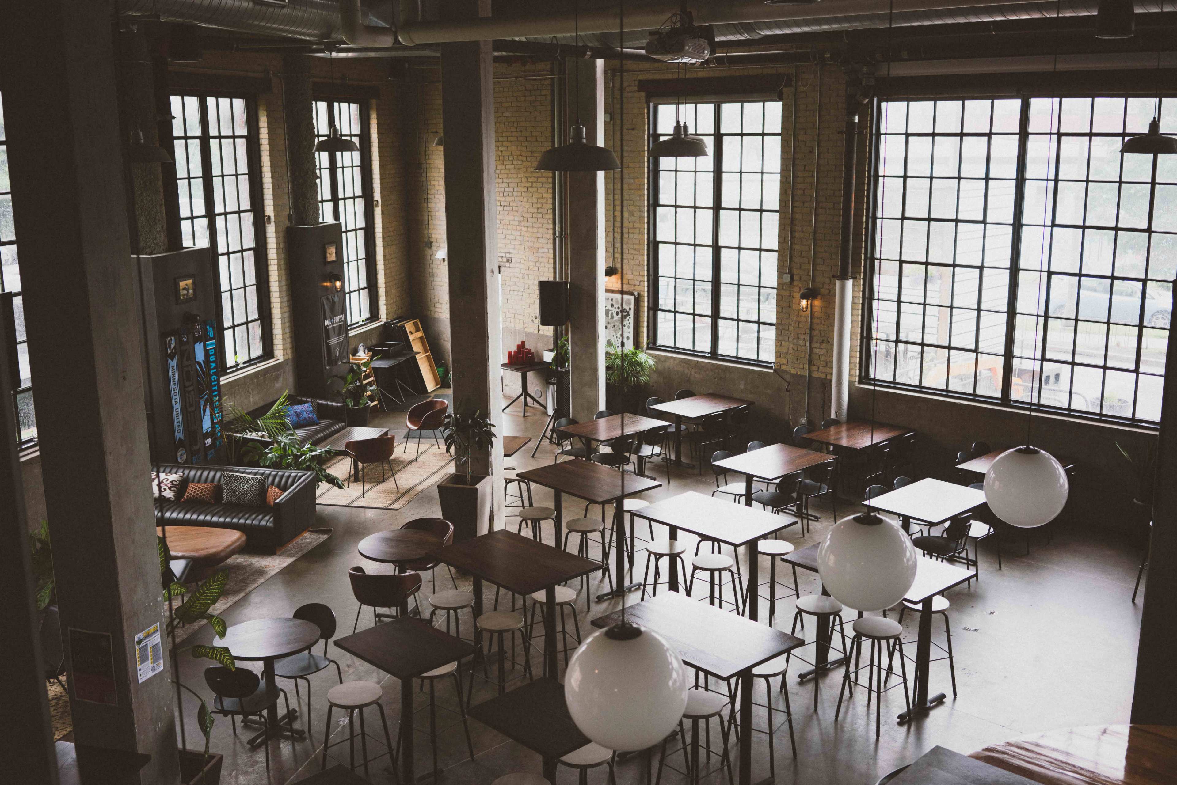 Lofted space in modern industrial taproom between both downtowns Image in Saint Anthony Park, Saint Paul, MN