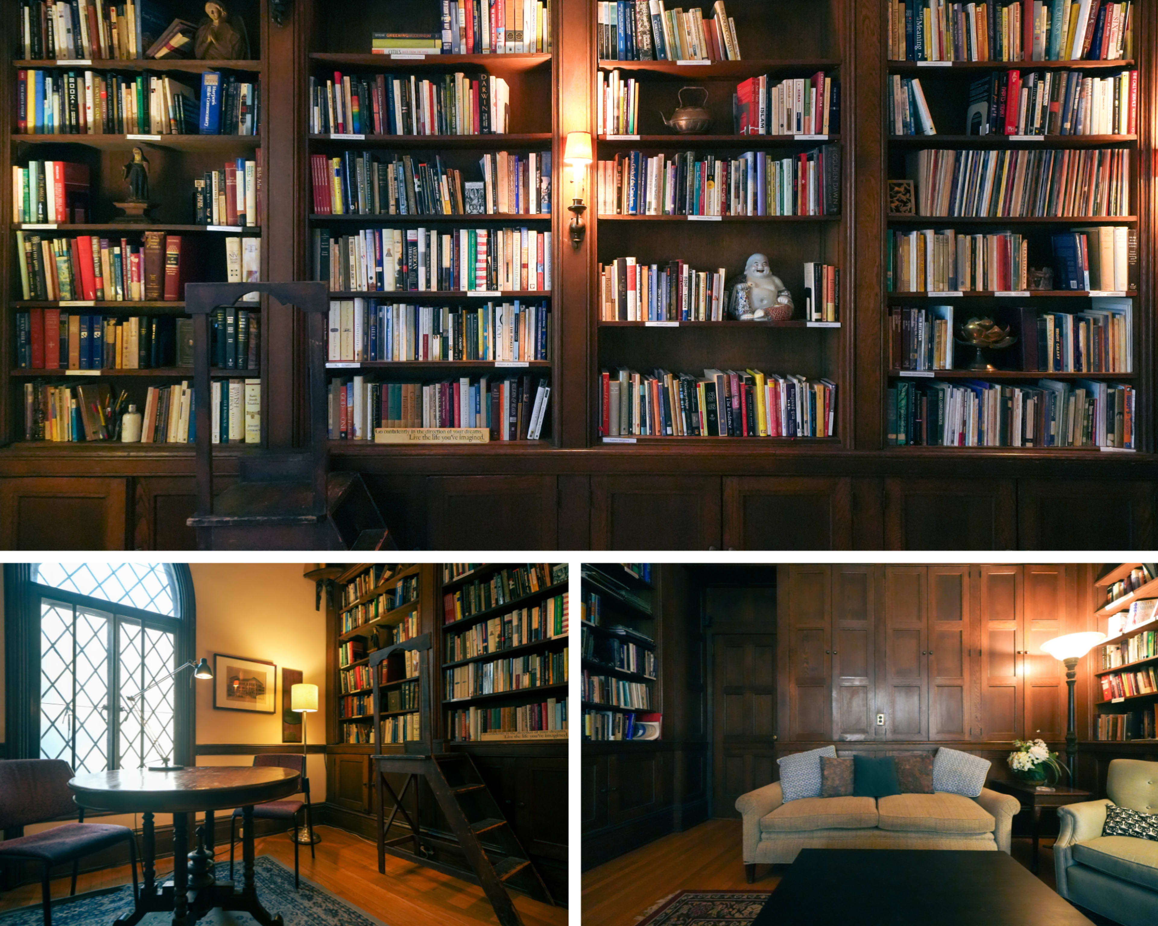Vintage Scholarly Library with Wooden Bookshelves and Classic Study Rooms Image in Brooklyn Heights, Brooklyn, NY