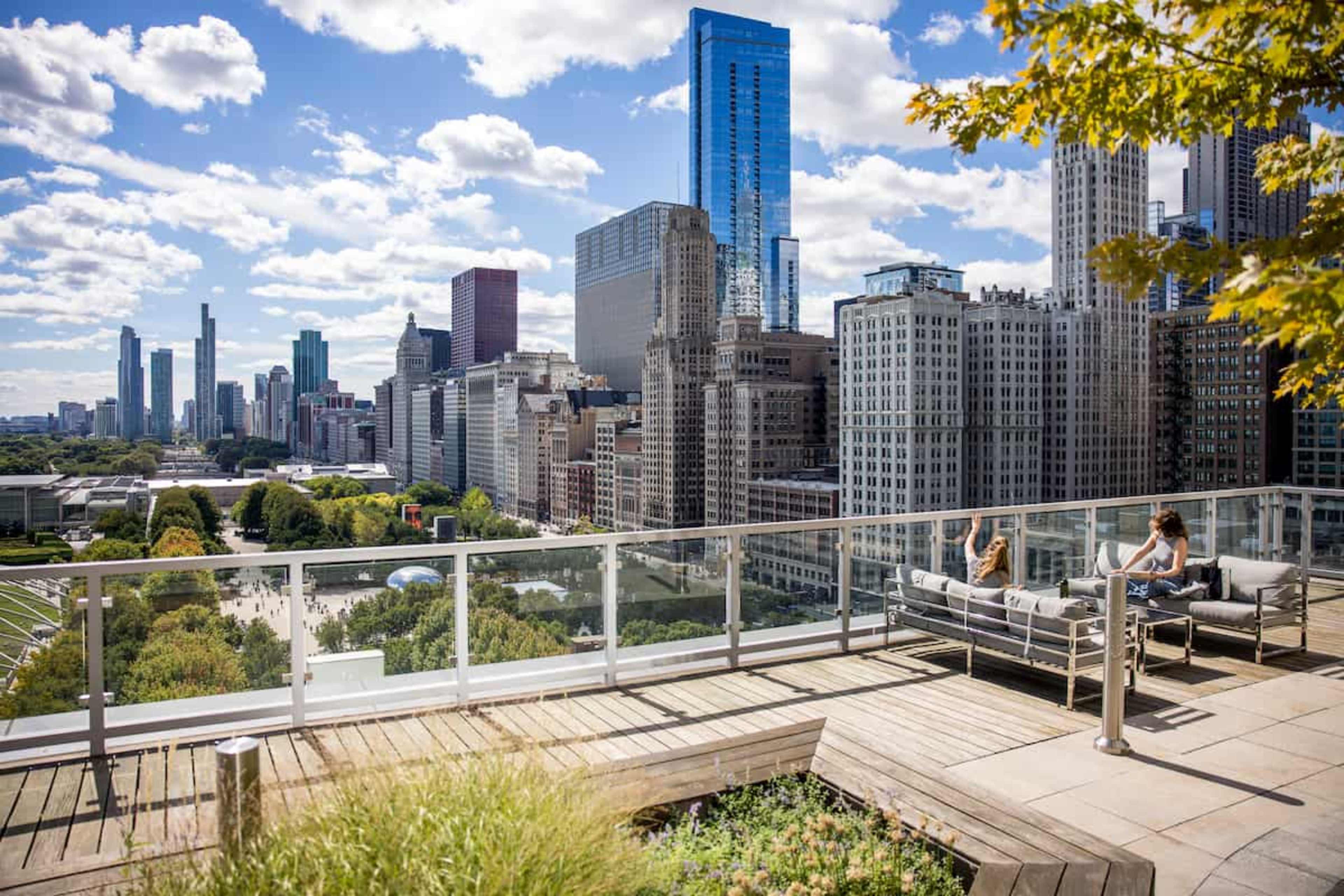Iconic Chicago Skyline Outdoor Terrace Image in Chicago Loop, Chicago, IL