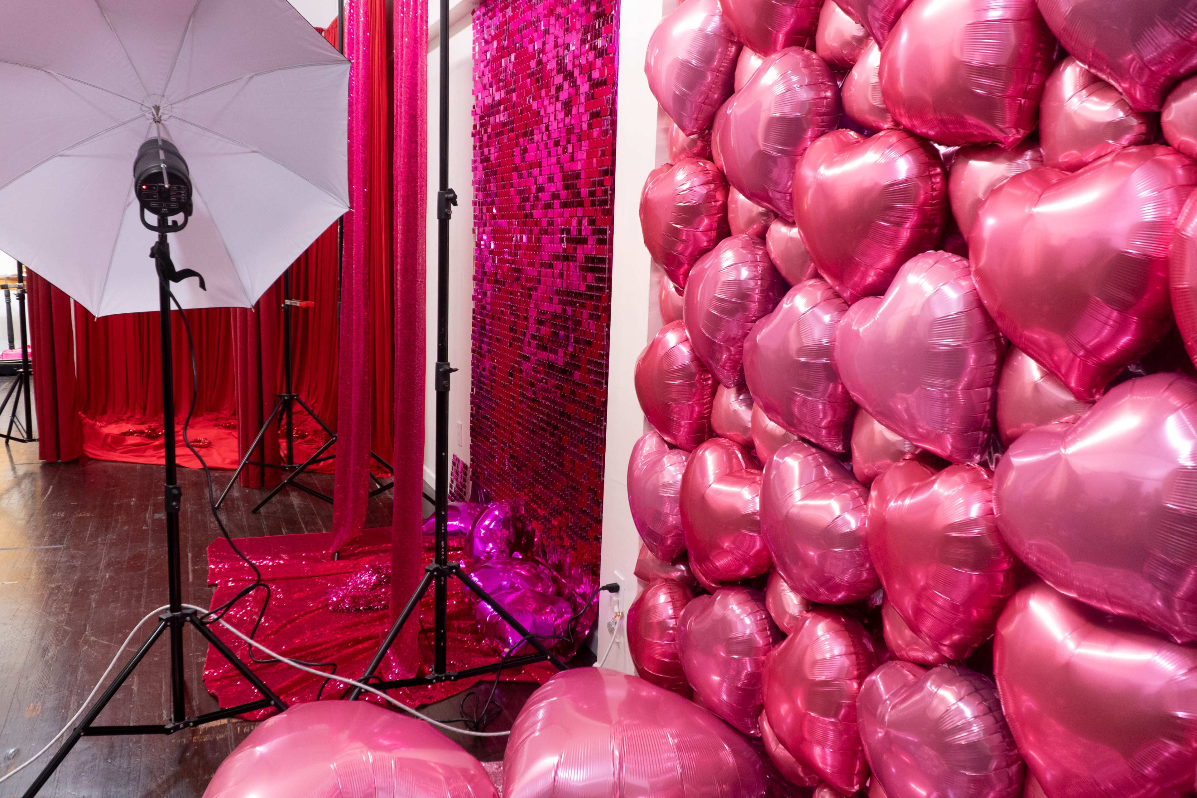 Hollywood Studio with three Valentine's Day Themed Sets, Pink and Red Image in Hollywood, Los Angeles, CA