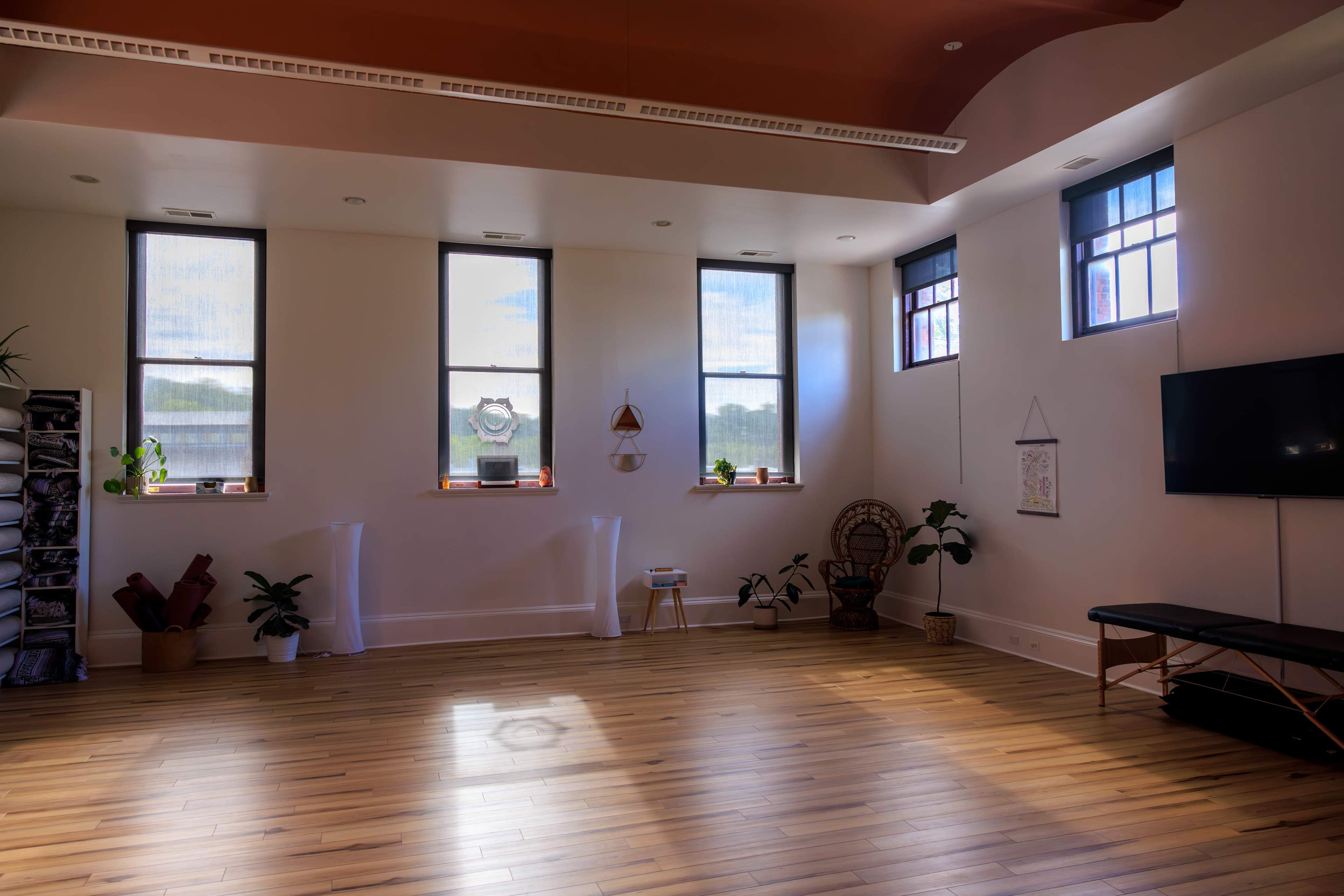 Light-Filled Yoga Studio in Hampden’s Historic Castle Image in Wyman Park, Baltimore, MD