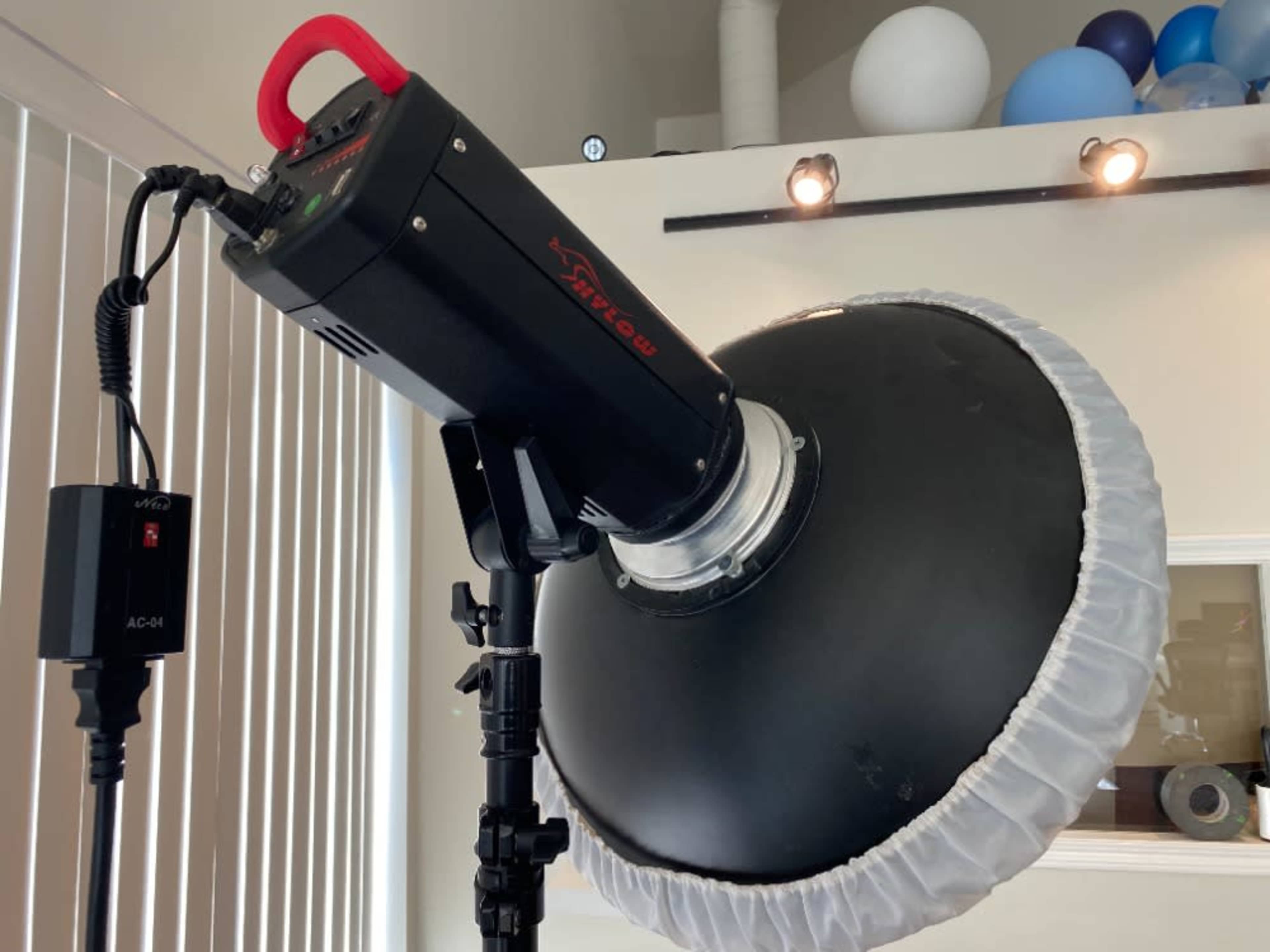 Flash light with a beauty dish (or with a softbox)