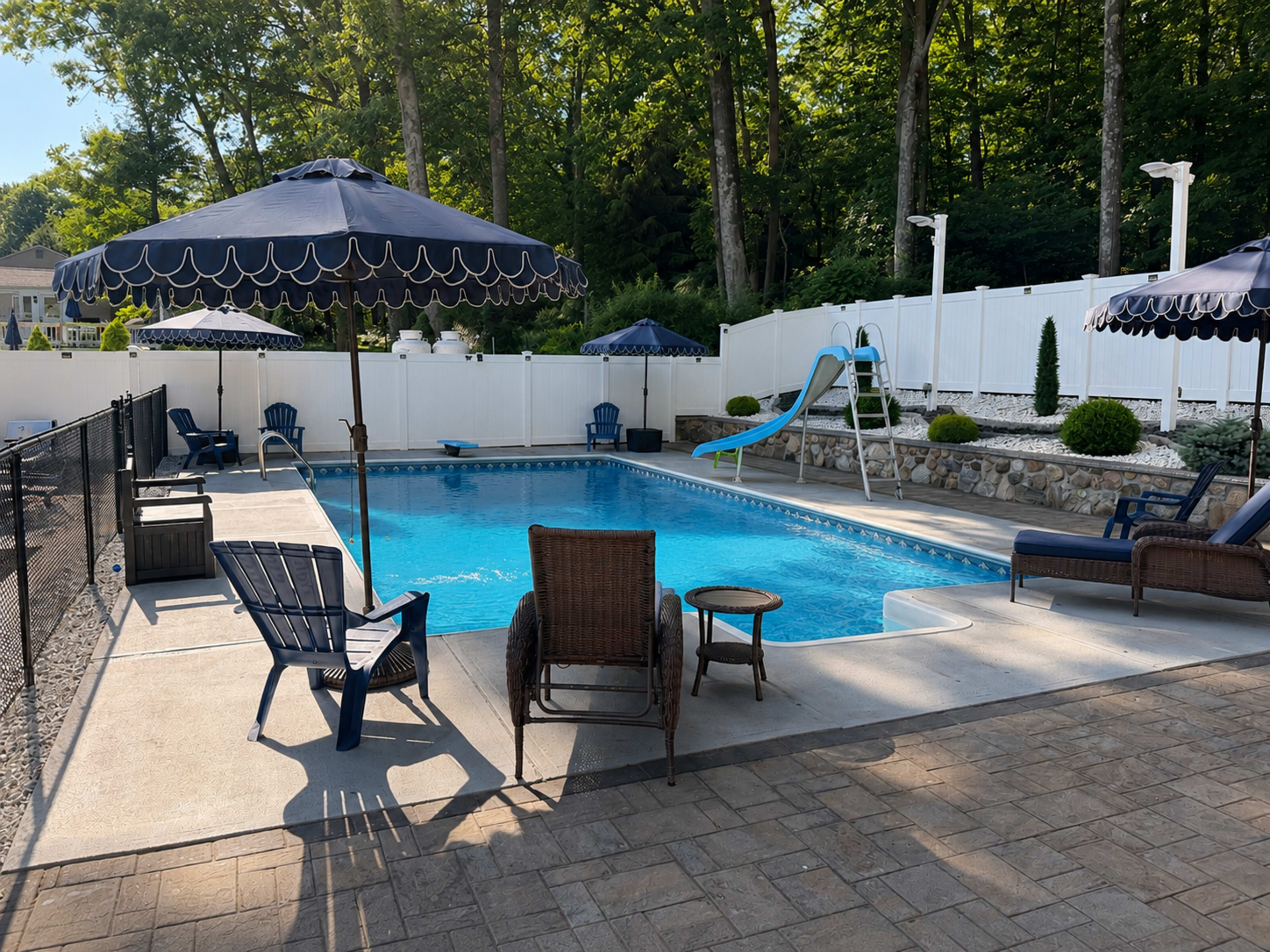 Private Resort-Style Backyard with Pool and Entertainment Space Image in North Grafton, North Grafton, MA