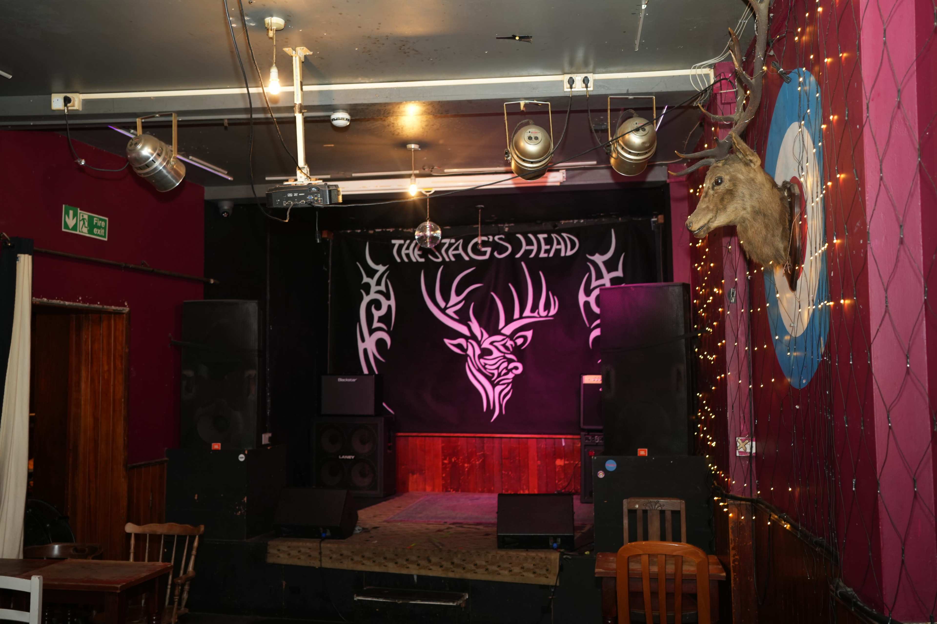 Function Room with Stage at an Iconic 1920s East End Pub Image in London, London, ENG