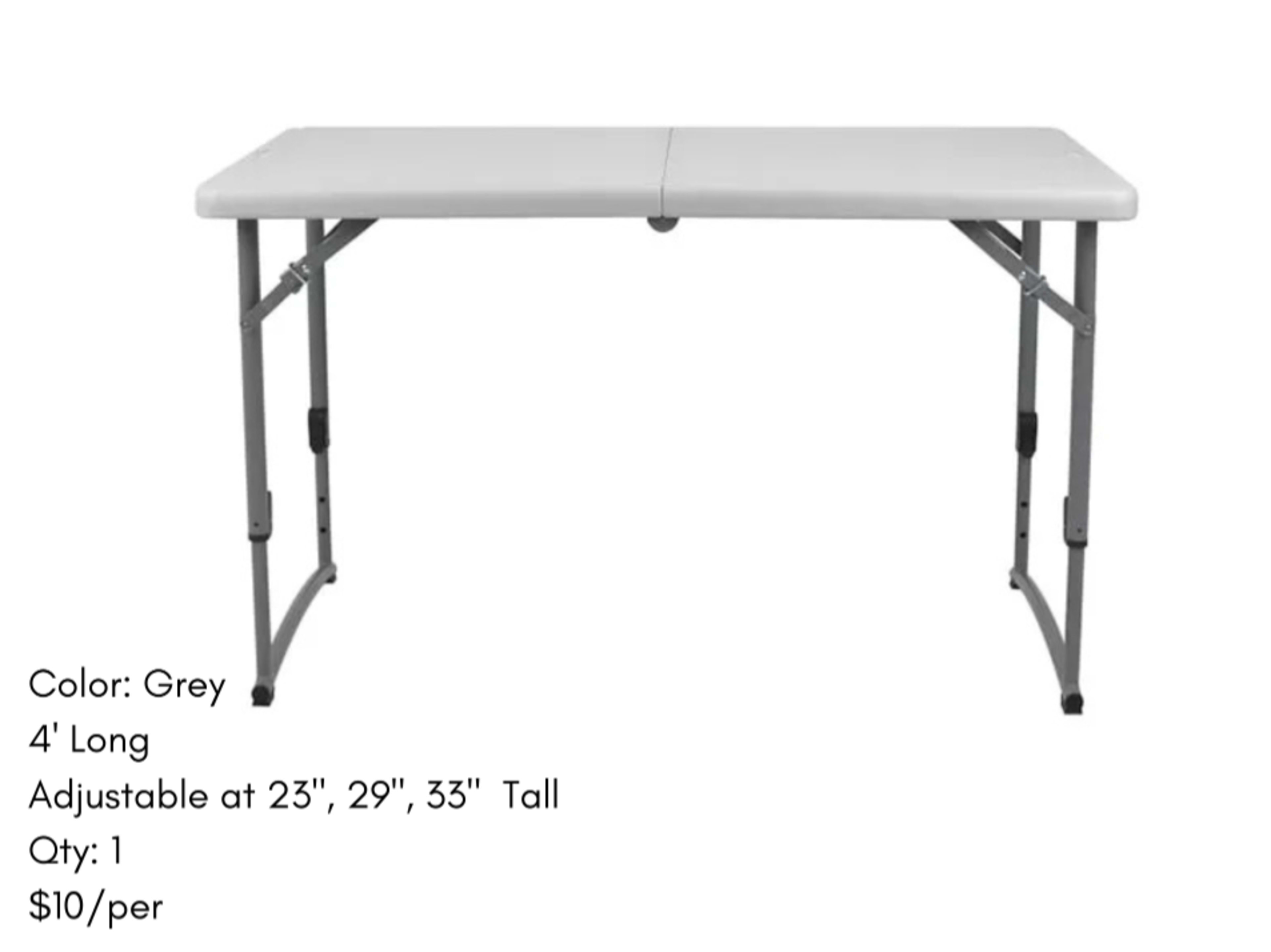 4 Ft Adjustable Height Table