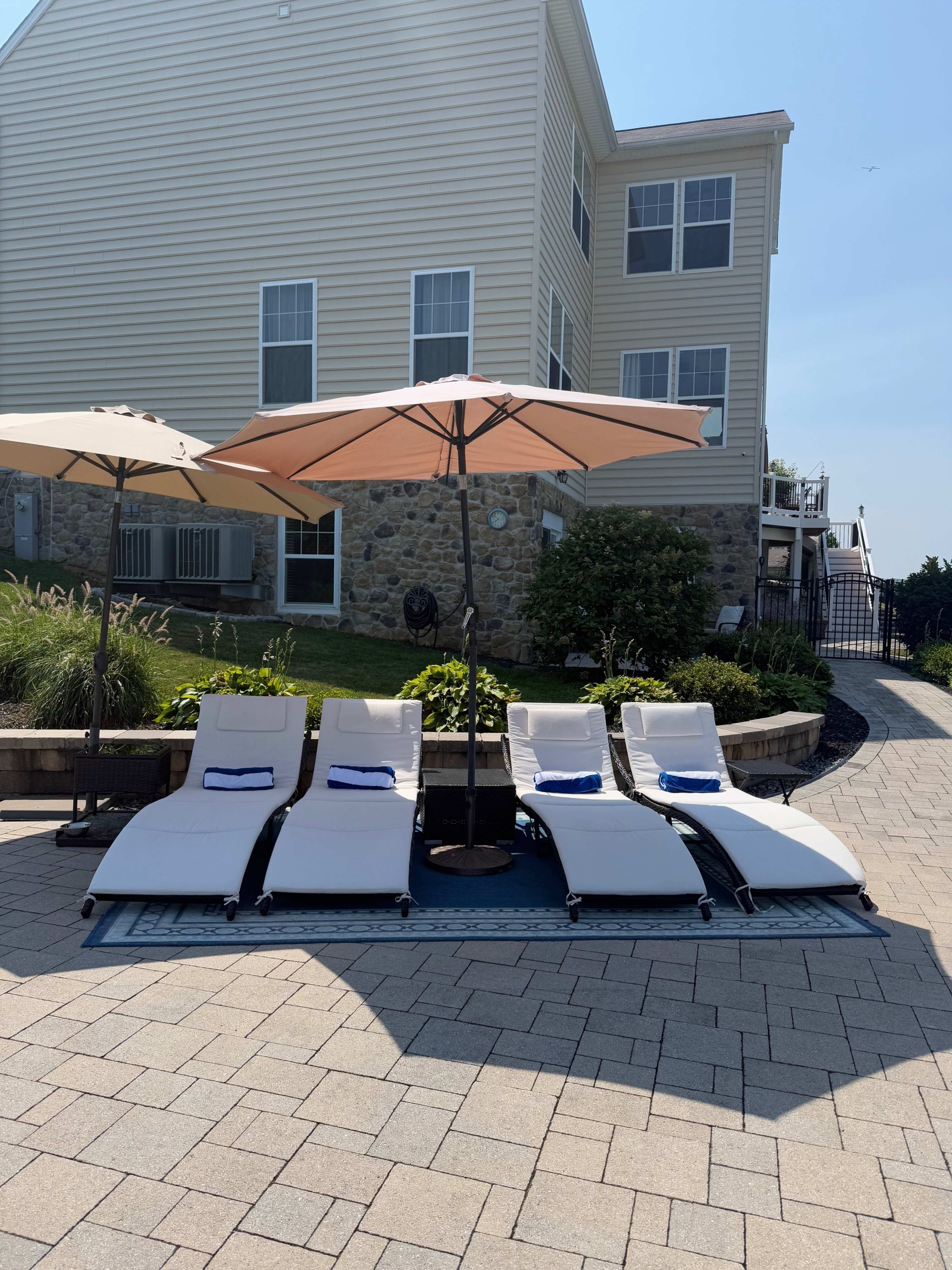 Modern Pool Oasis with Lush Privacy & Designer Lounge Area with Tiki Bar and Resort feel Image in , Westminster, MD