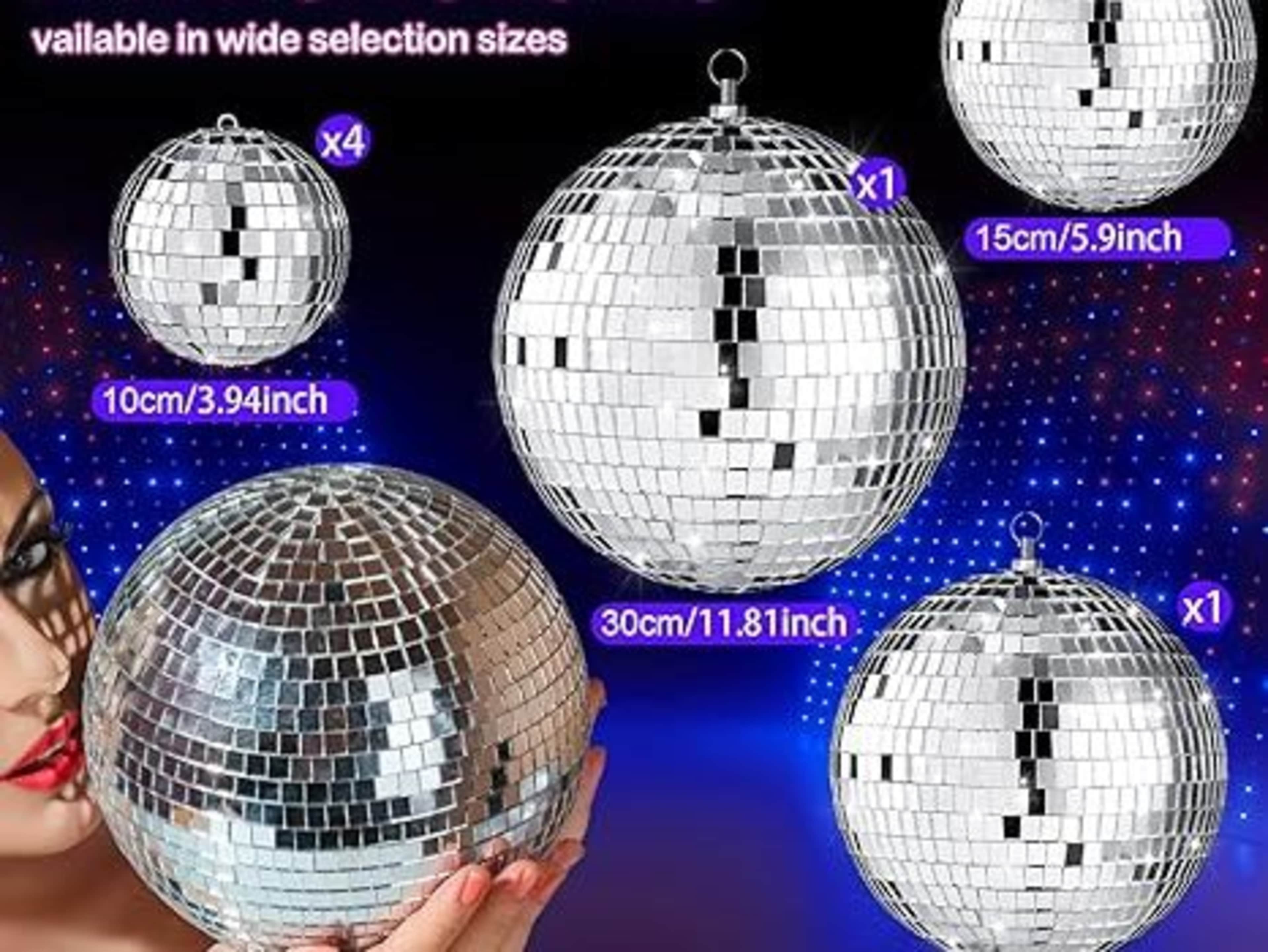 Haull 8 Pcs Large Disco Ball Set Silver Mirror Dis