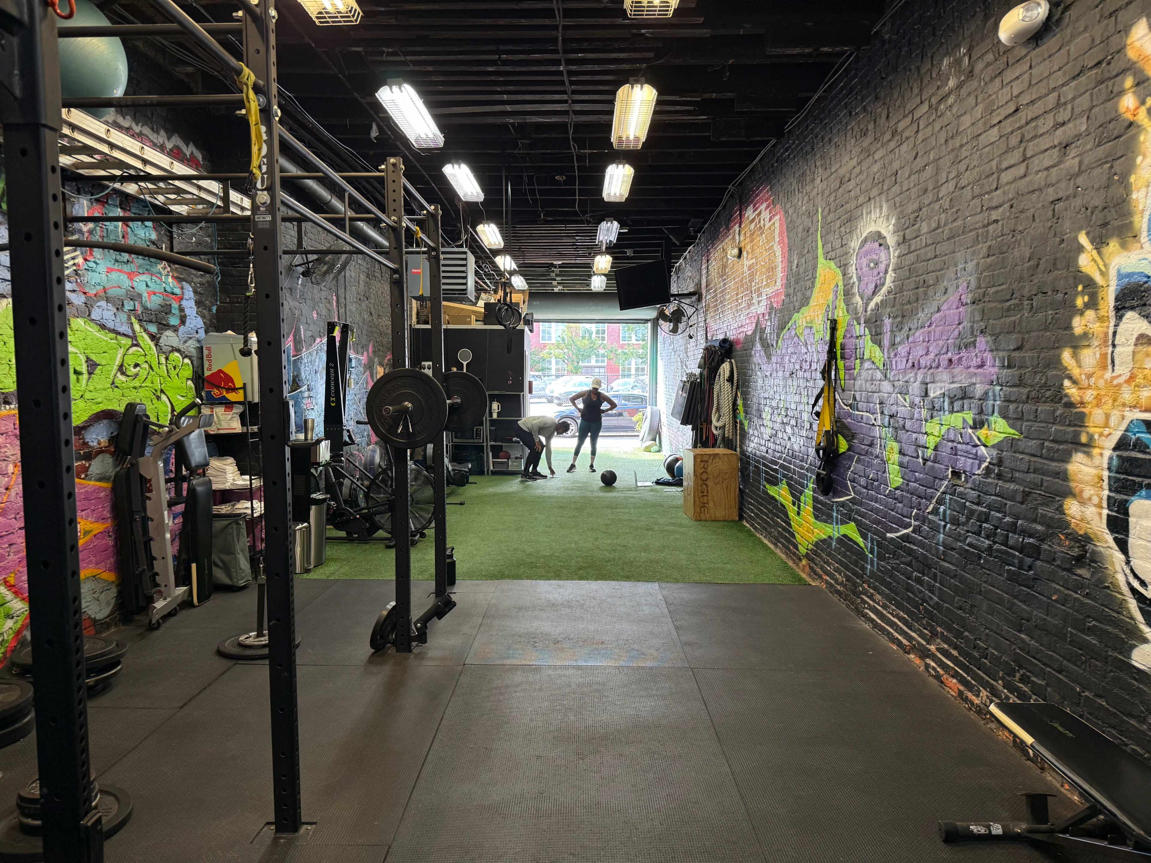 Spacious Garage Gym with Graffiti. Image in North Philadelphia, Philadelphia, PA
