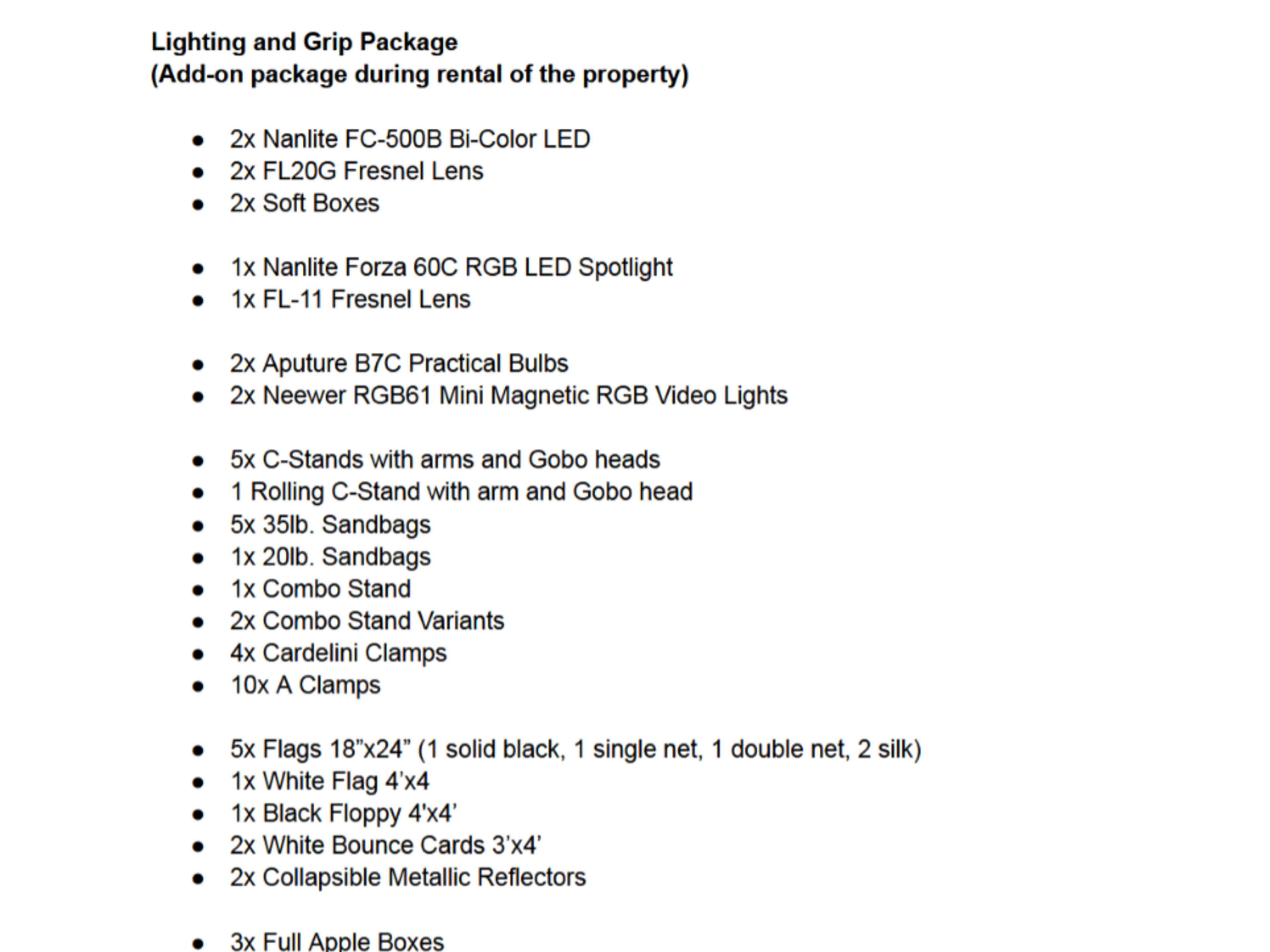 Lighting and Grip Package