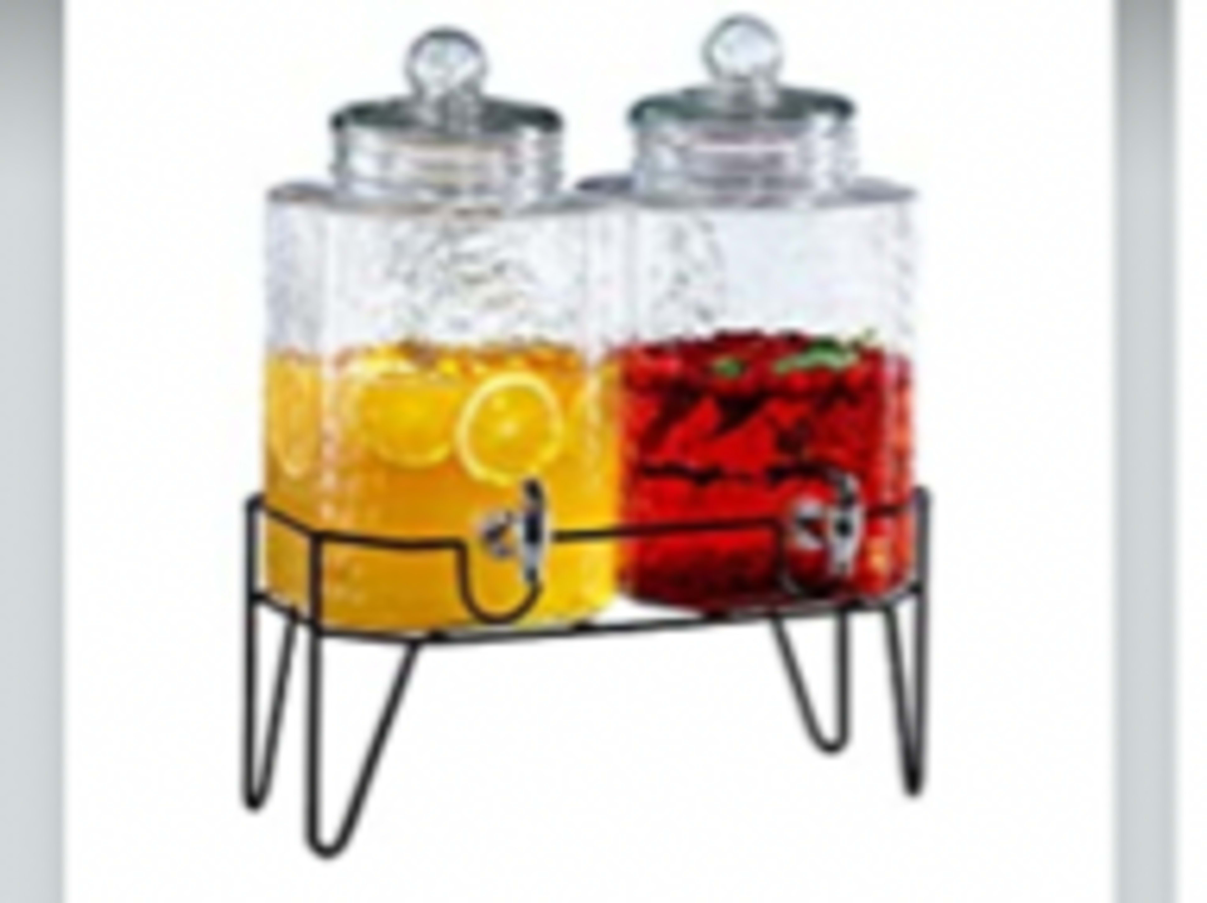 Glass Drink Dispenser with wire rack