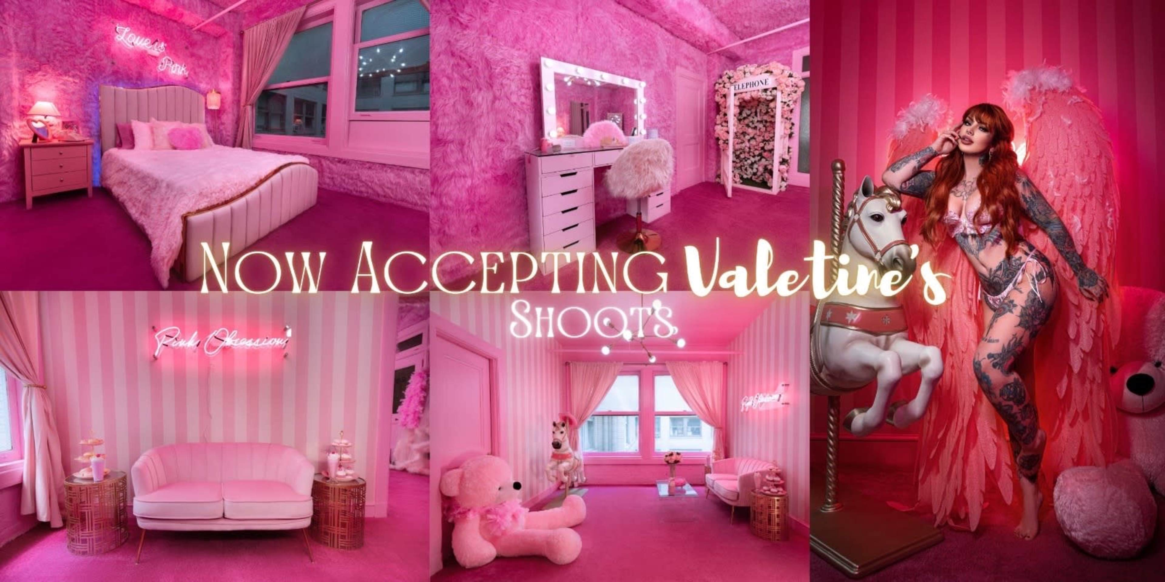Downtown Pink Retro 2 - Room Suite w/ Telephone Booth & Carousel Horse Image in Central LA, Los Angeles, CA