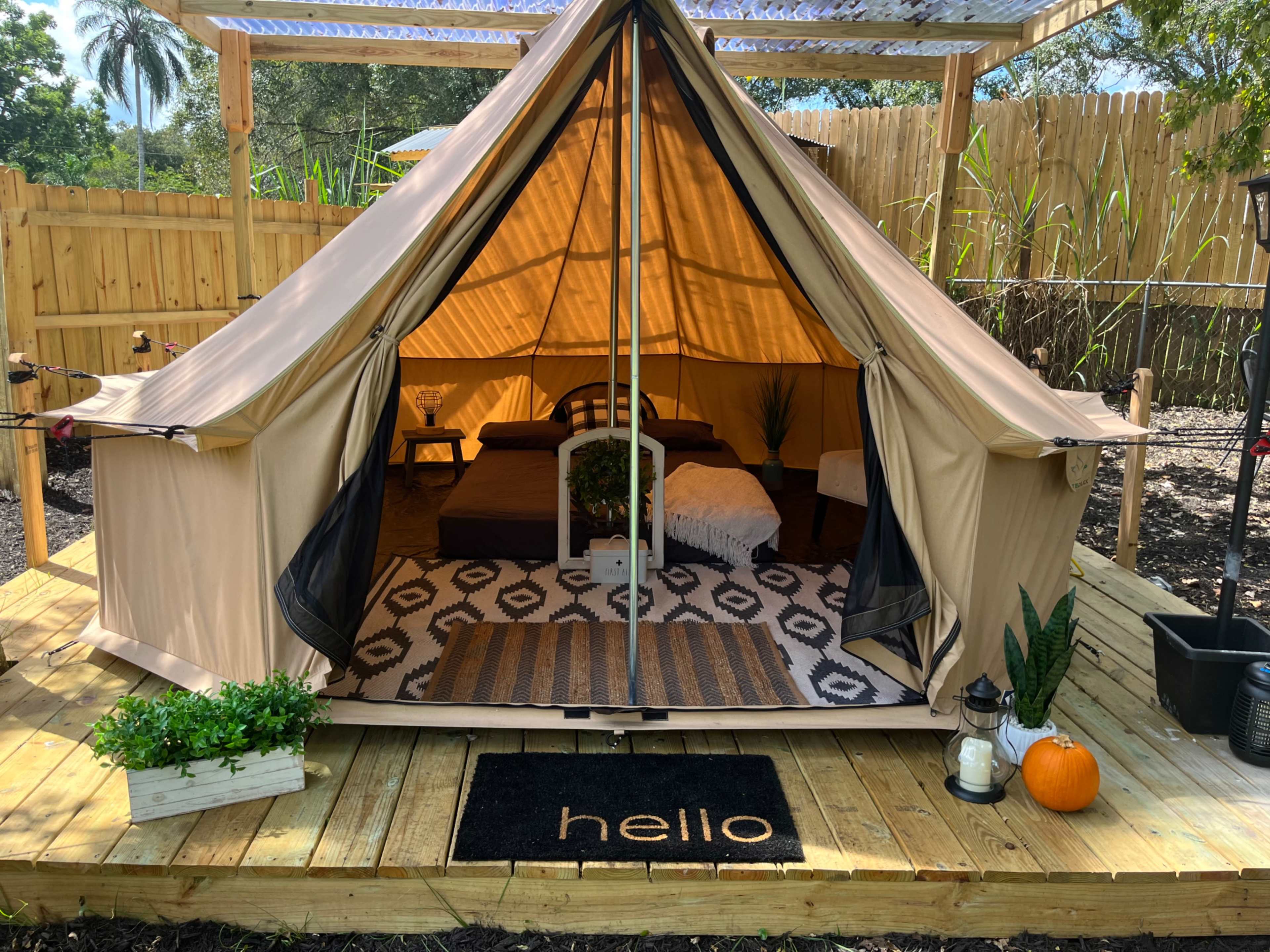 Canvas bell tent outdoor space for events, Orlando, FL Event