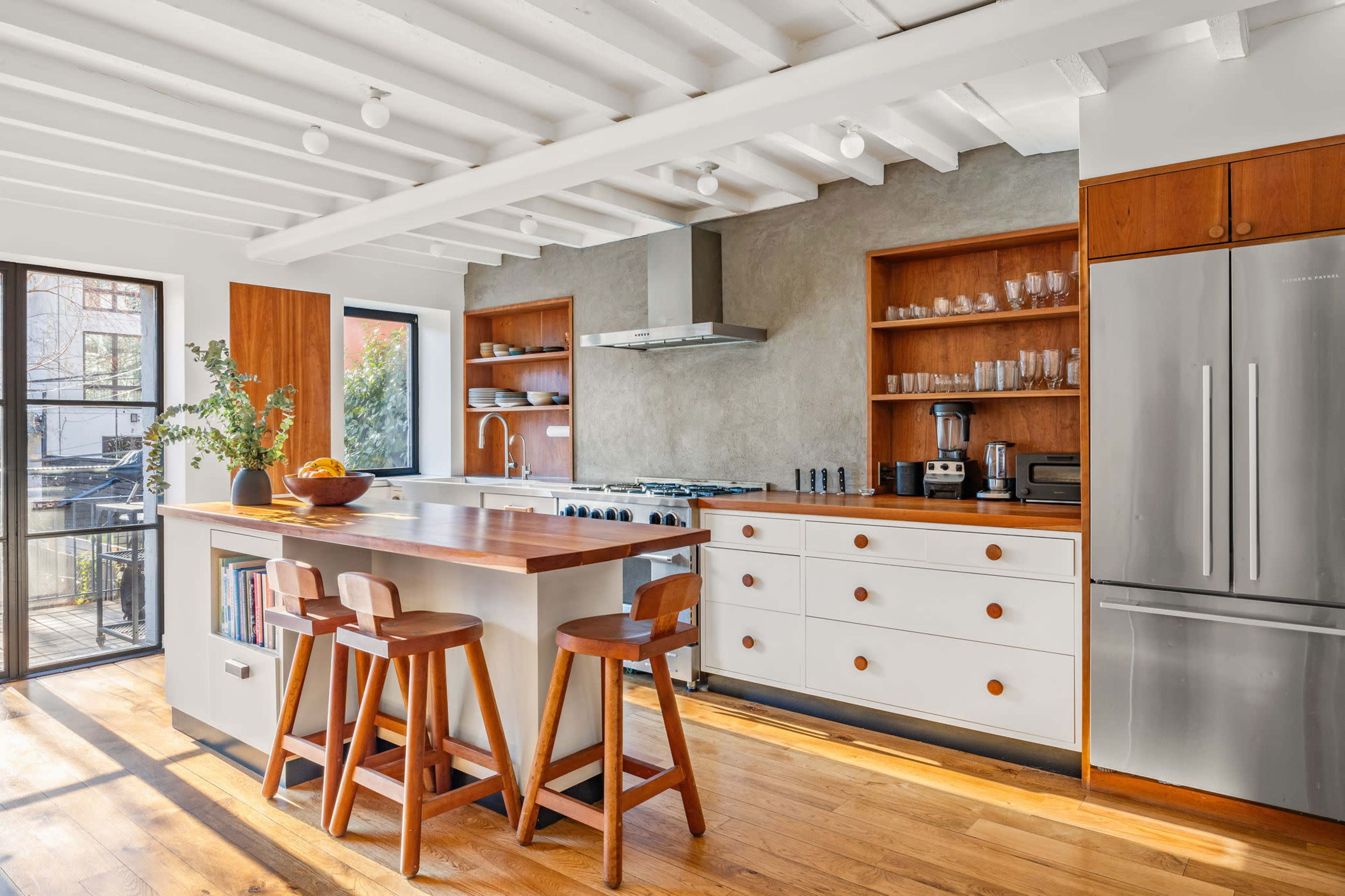 Beautiful Brownstone with All Custom Warm Wood Kitchen and Millwork, Wood Beam Ceilings, Green Garden and Plenty of Natural Light Image in Boerum Hill, BROOKLYN, NY